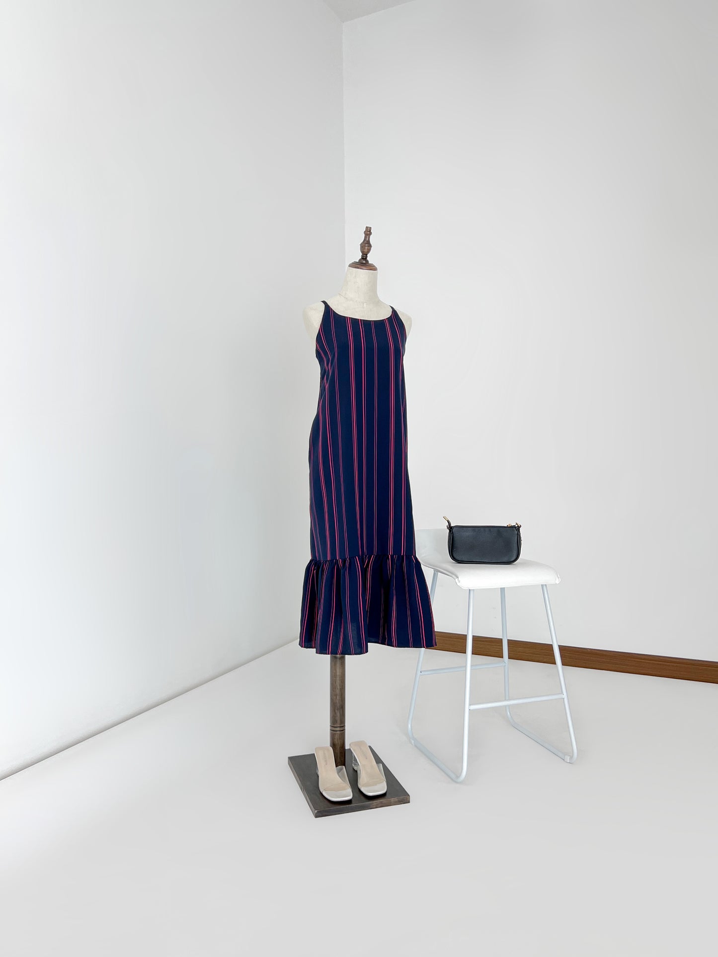 Andrea Back Ribbon Midi Dress - Coloured