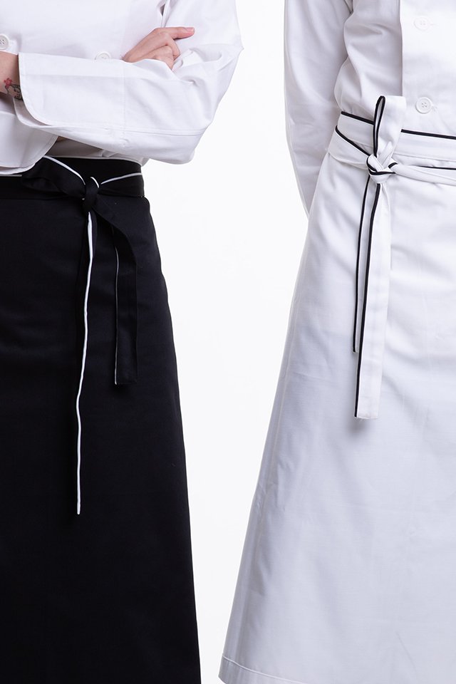 Half Apron with Contrast Piping (FHG-1873) & without Contrast Piping (FHG-1874)