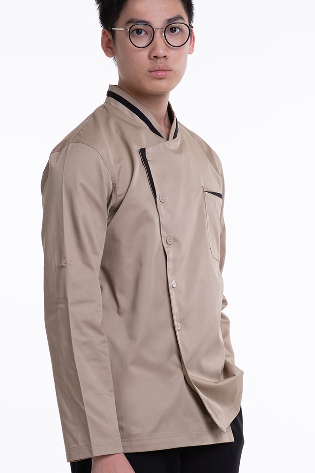 Long Sleeve Chef Jacket with Contrast Trim (FHE-1859)