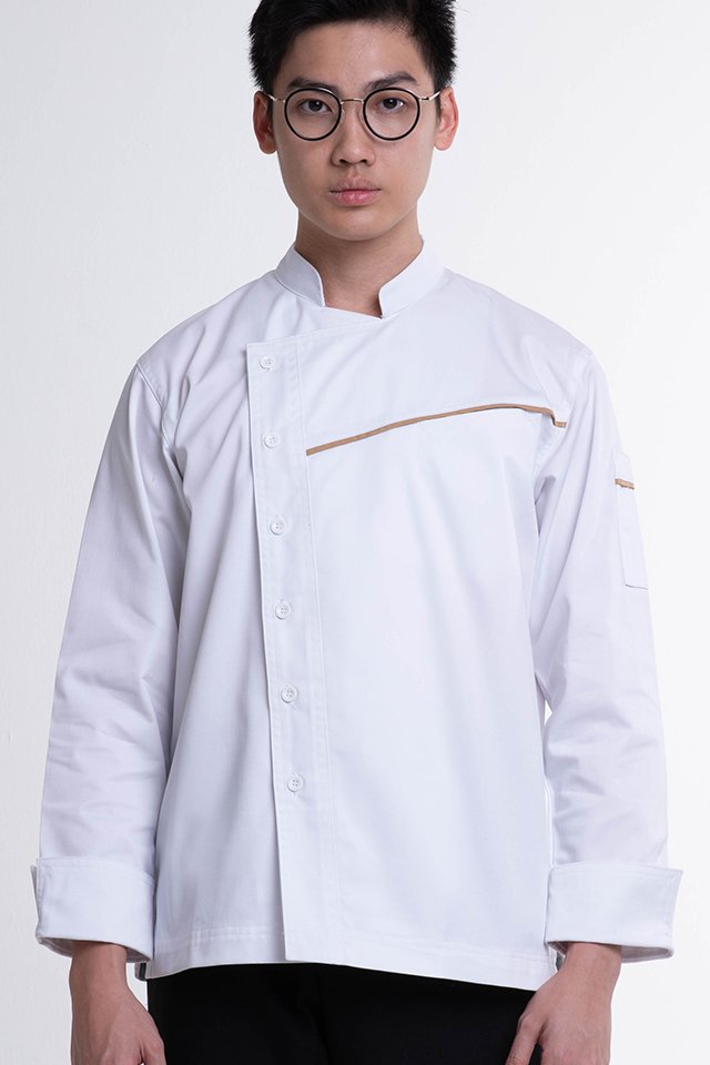 Long Sleeve Chef Jacket with Contrast Piping (FHE-1858)