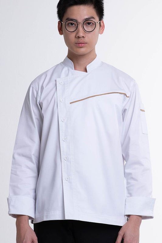 Long Sleeve Chef Jacket with Contrast Piping (FHE-1858)