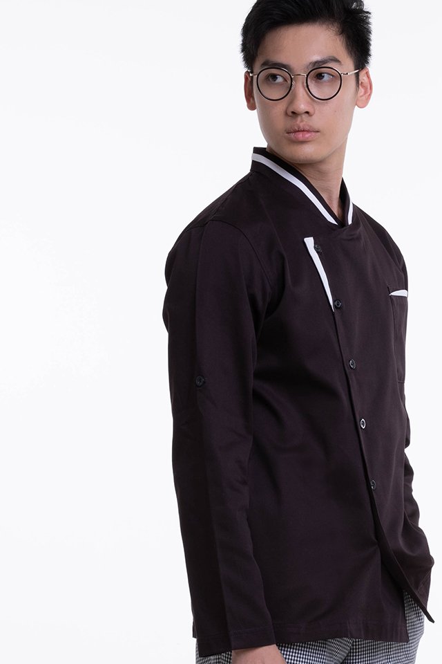 Long Sleeve Chef Jacket with Contrast Trim (FHE-1859)