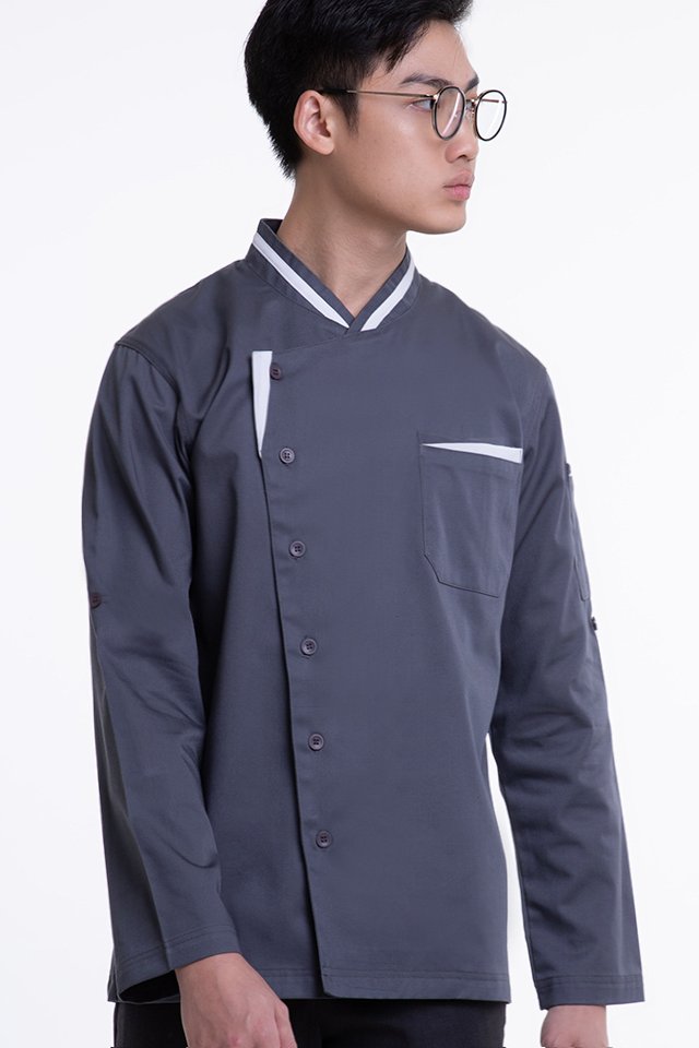 Long Sleeve Chef Jacket with Contrast Trim (FHE-1859)