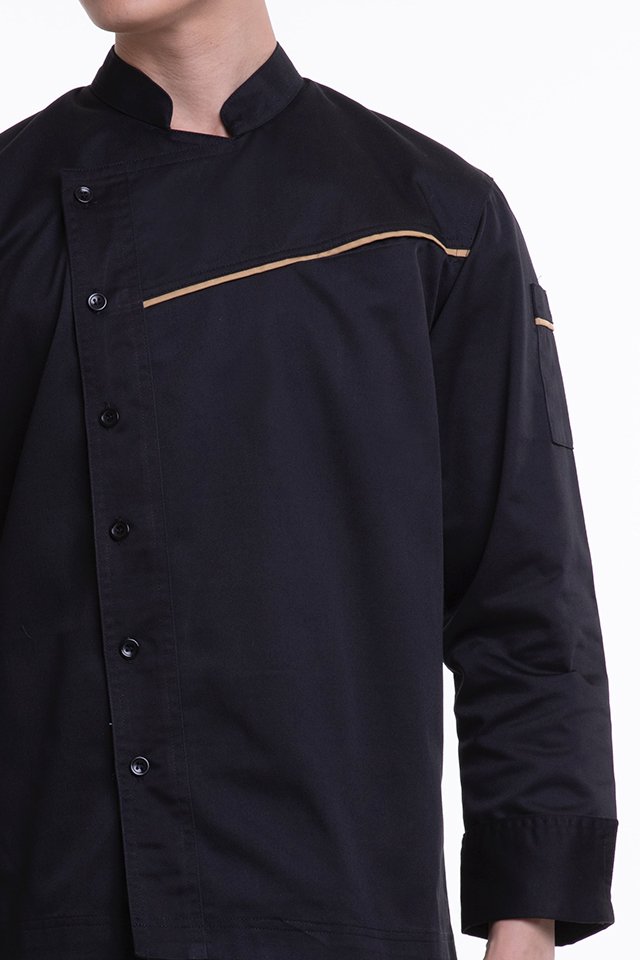 Long Sleeve Chef Jacket with Contrast Piping (FHE-1858)