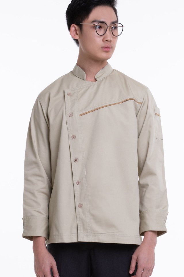 Long Sleeve Chef Jacket with Contrast Piping (FHE-1858)