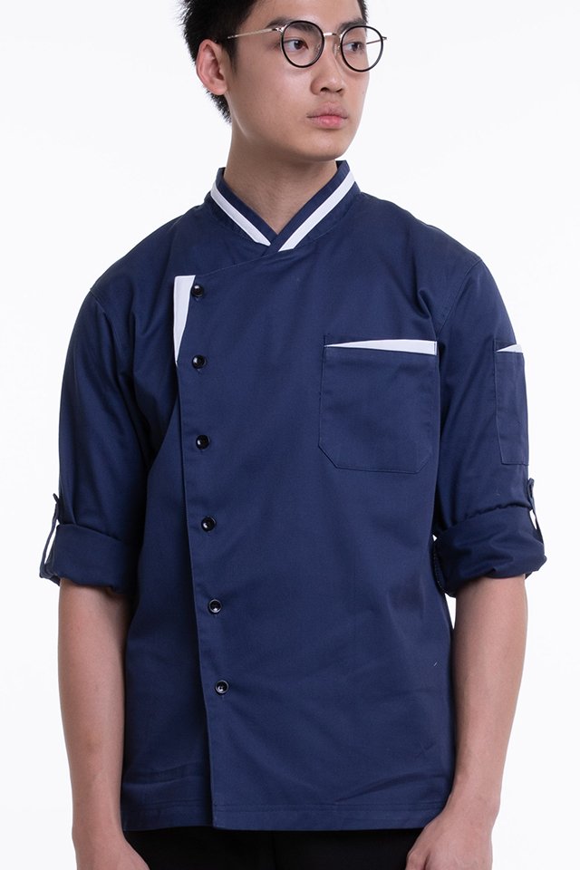 Long Sleeve Chef Jacket with Contrast Trim (FHE-1859)