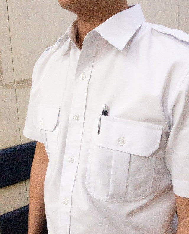 Men's Short Sleeve Shirt with Epaulettes & Patch Pockets (OHA-2011)