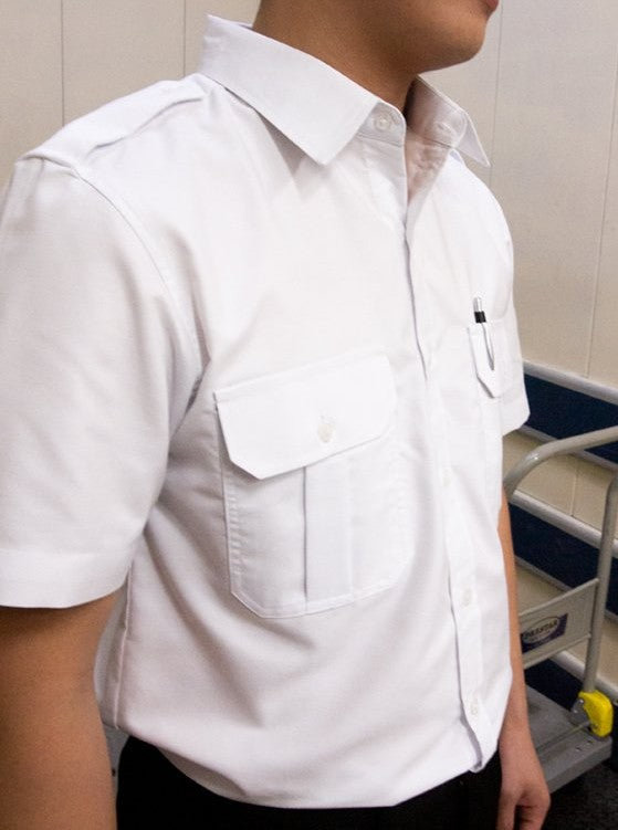 Men's Short Sleeve Shirt with Epaulettes & Patch Pockets (OHA-2011)