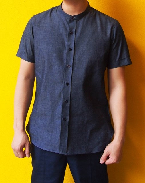 Men's Short Sleeve Mandarin Collar Shirt (FHA-18118)