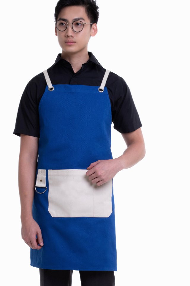 Full Apron with Contrast Strap, Pocket and Towel Hook (FHG-18720)