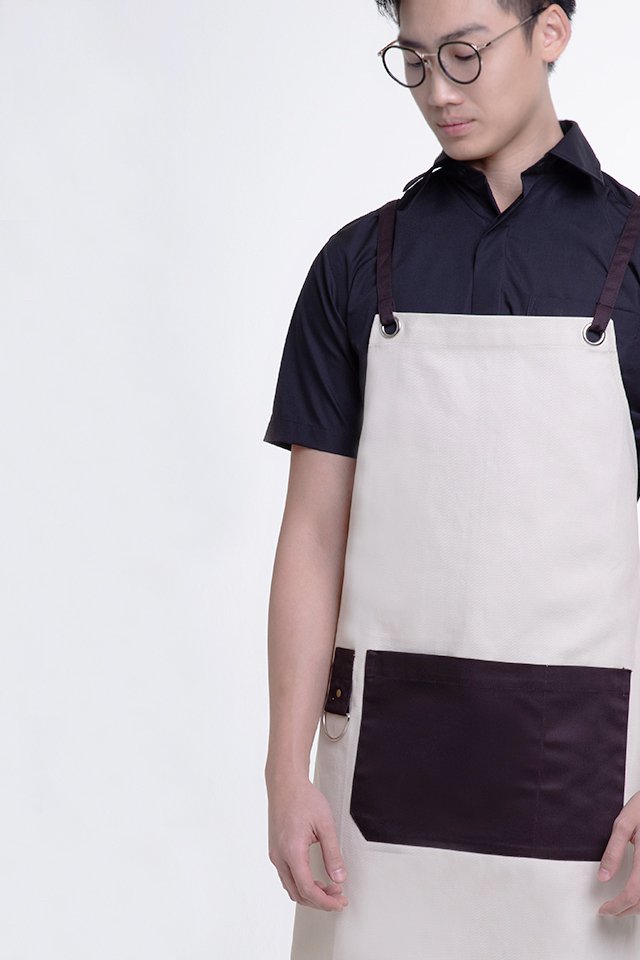 Full Apron with Contrast Strap, Pocket and Towel Hook (FHG-18720)