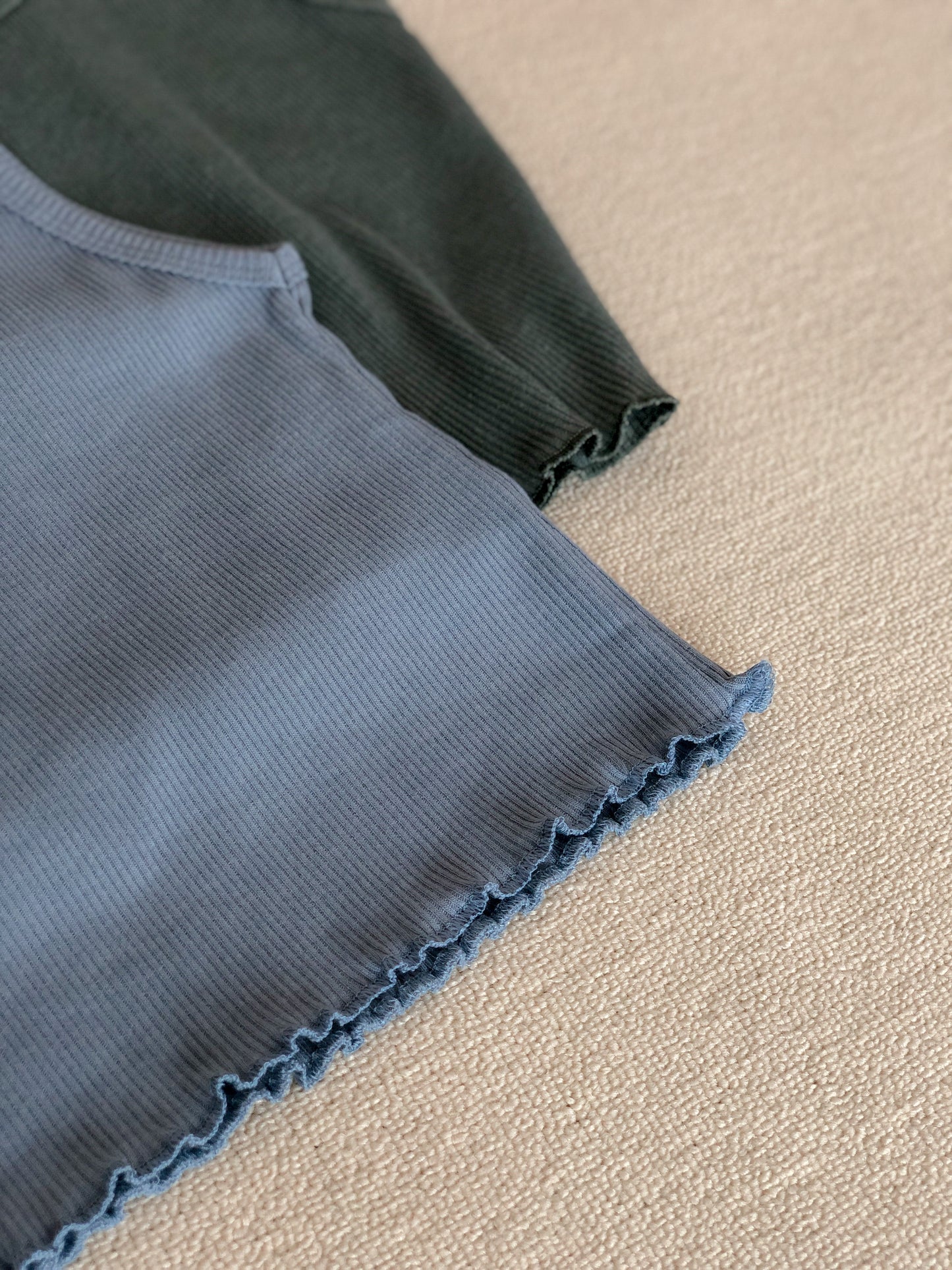 Olive Ruffle Tank - White