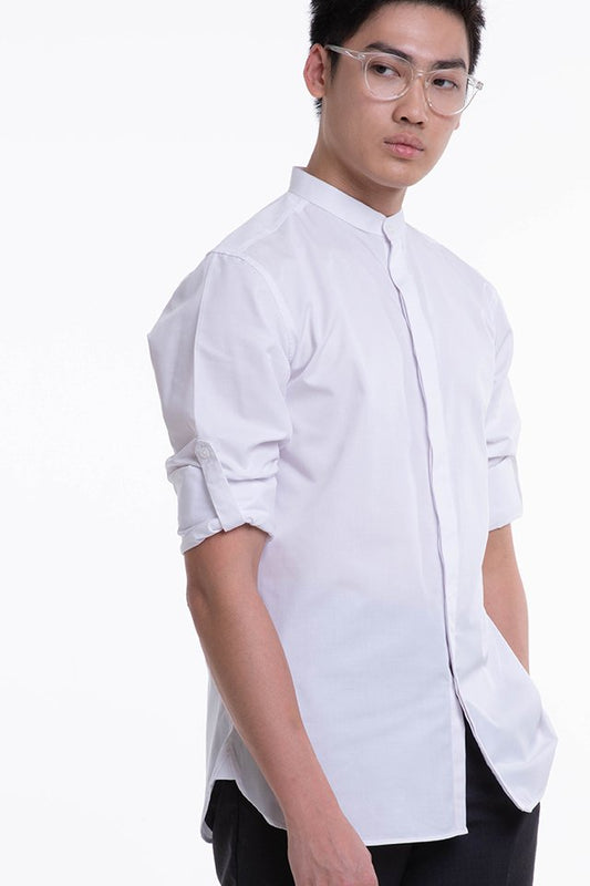 Men's Long Sleeve Mandarin Collar Shirt (FHA-18113)