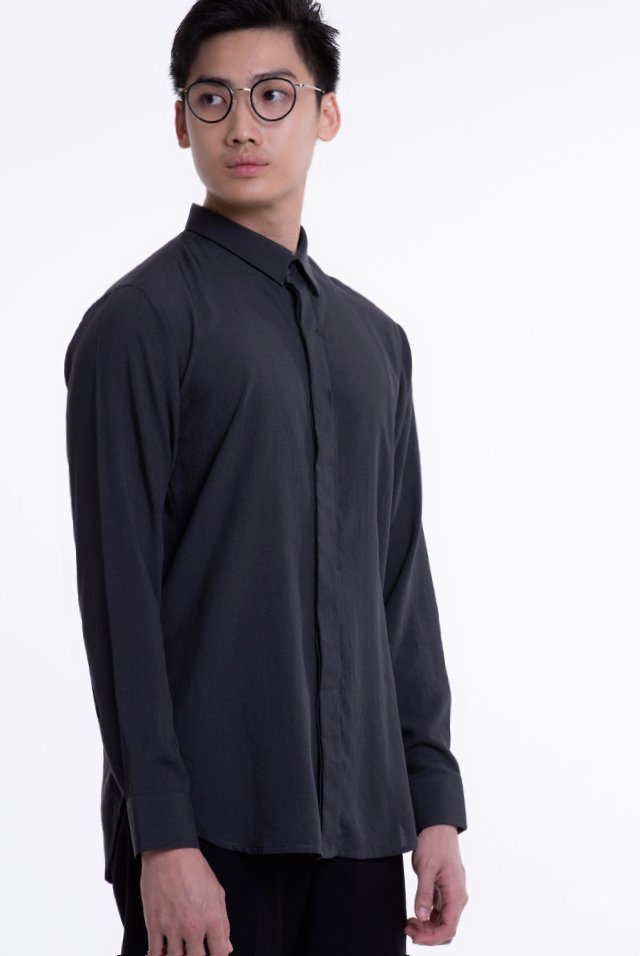 Men's Long Sleeve Shirt with Placket Detail (FHA-1819)