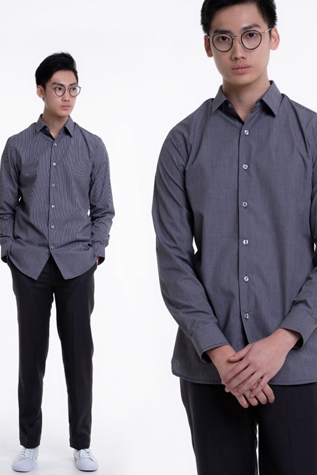 Men's Long Sleeve Mini Collar Shirt (FHA-1817)