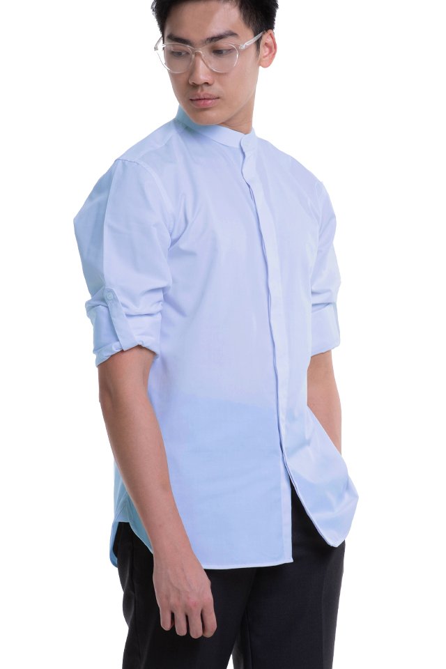 Men's Long Sleeve Mandarin Collar Shirt (FHA-18113)