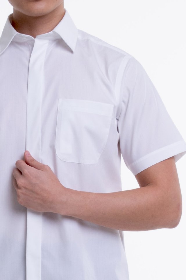 Men's Short Sleeve Shirt with Hidden Buttons (FHA-18110)