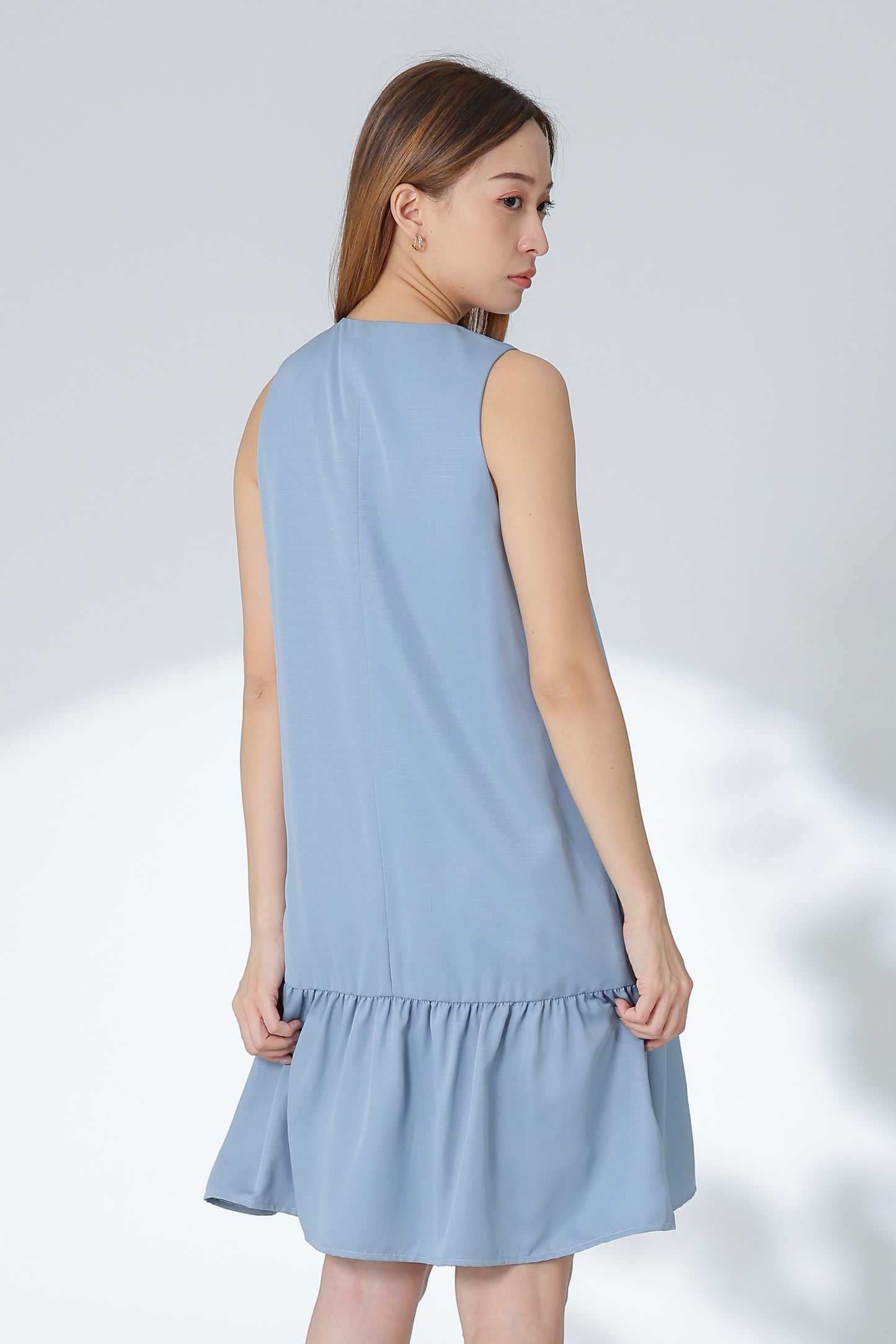Hova Ruffles Shift Dress - Bluish Grey