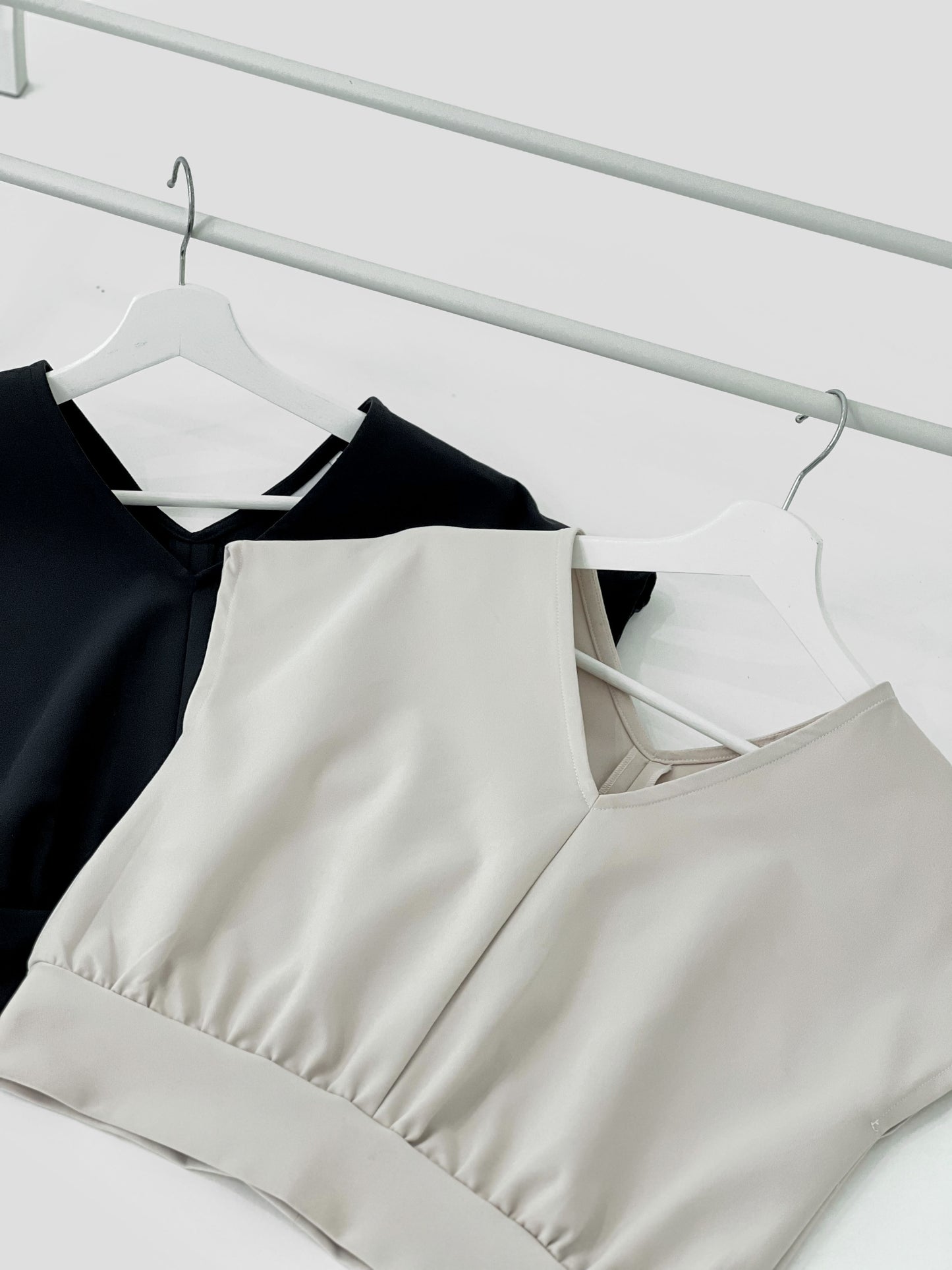 Kalena V Neck Top - Beige