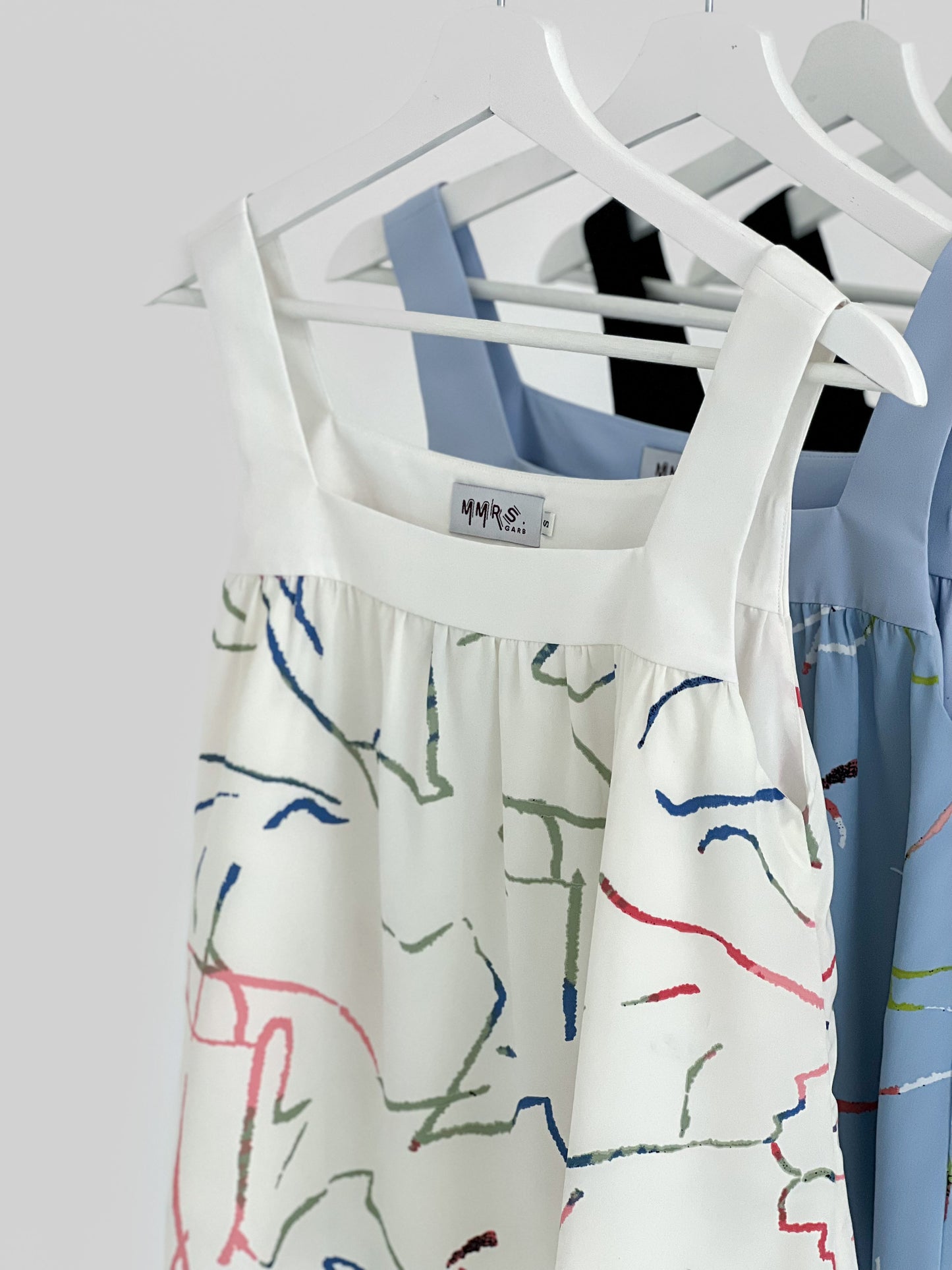 Rebekka Printed Square Neck Top - Ivory