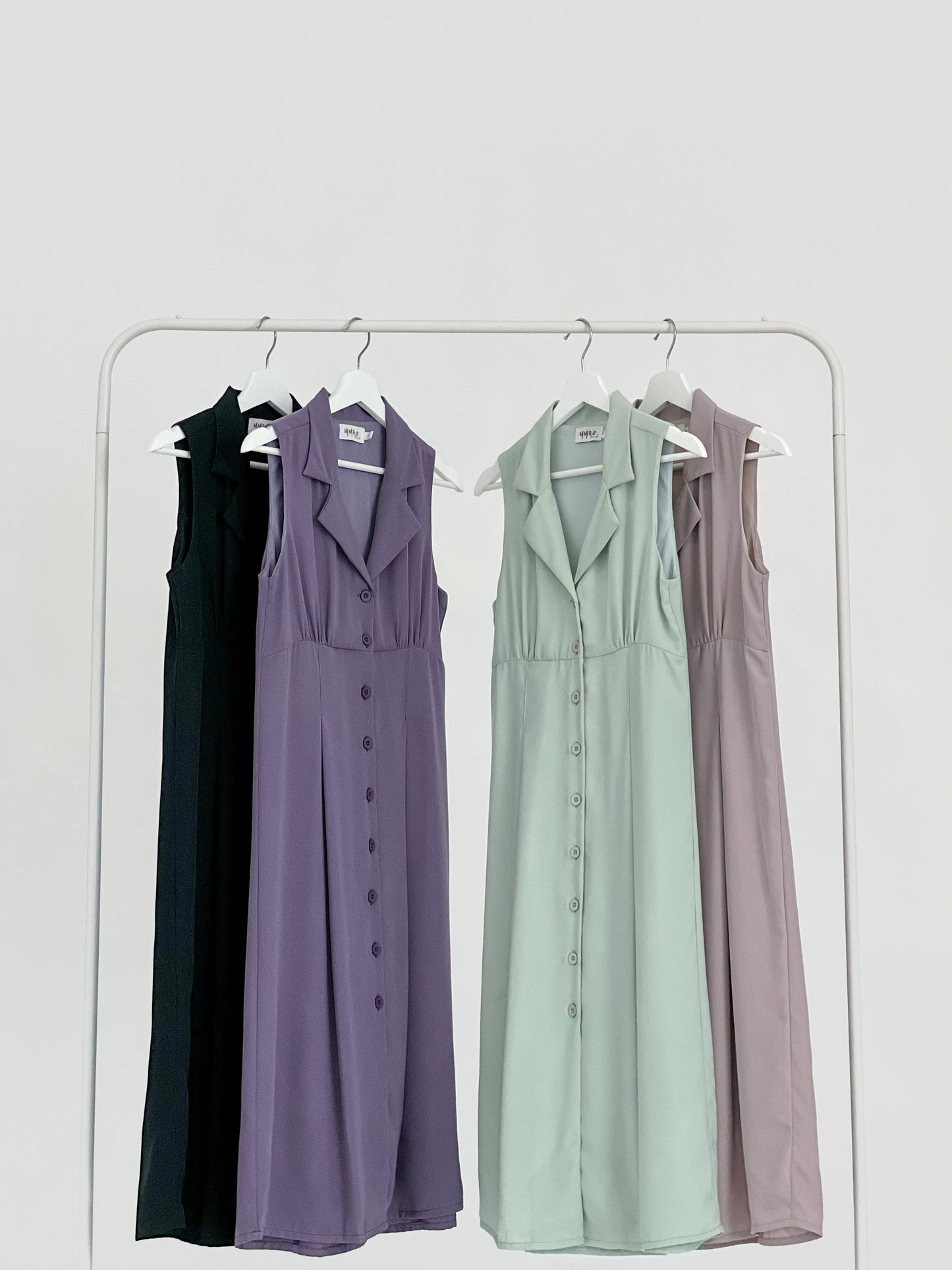 Valene Button-Down Collared Dress - Lavender