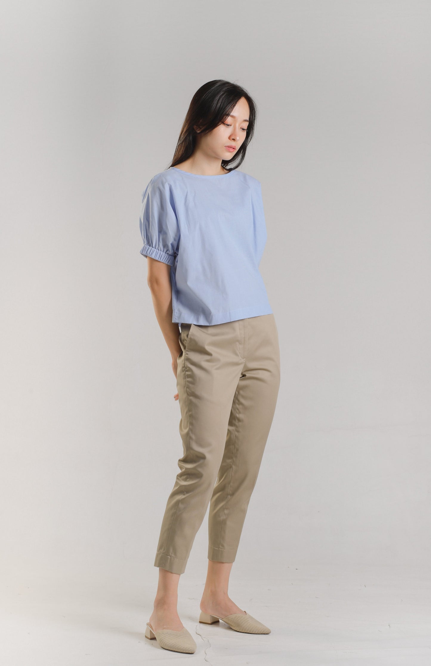 Jena Boxy Cropped Top - Blue