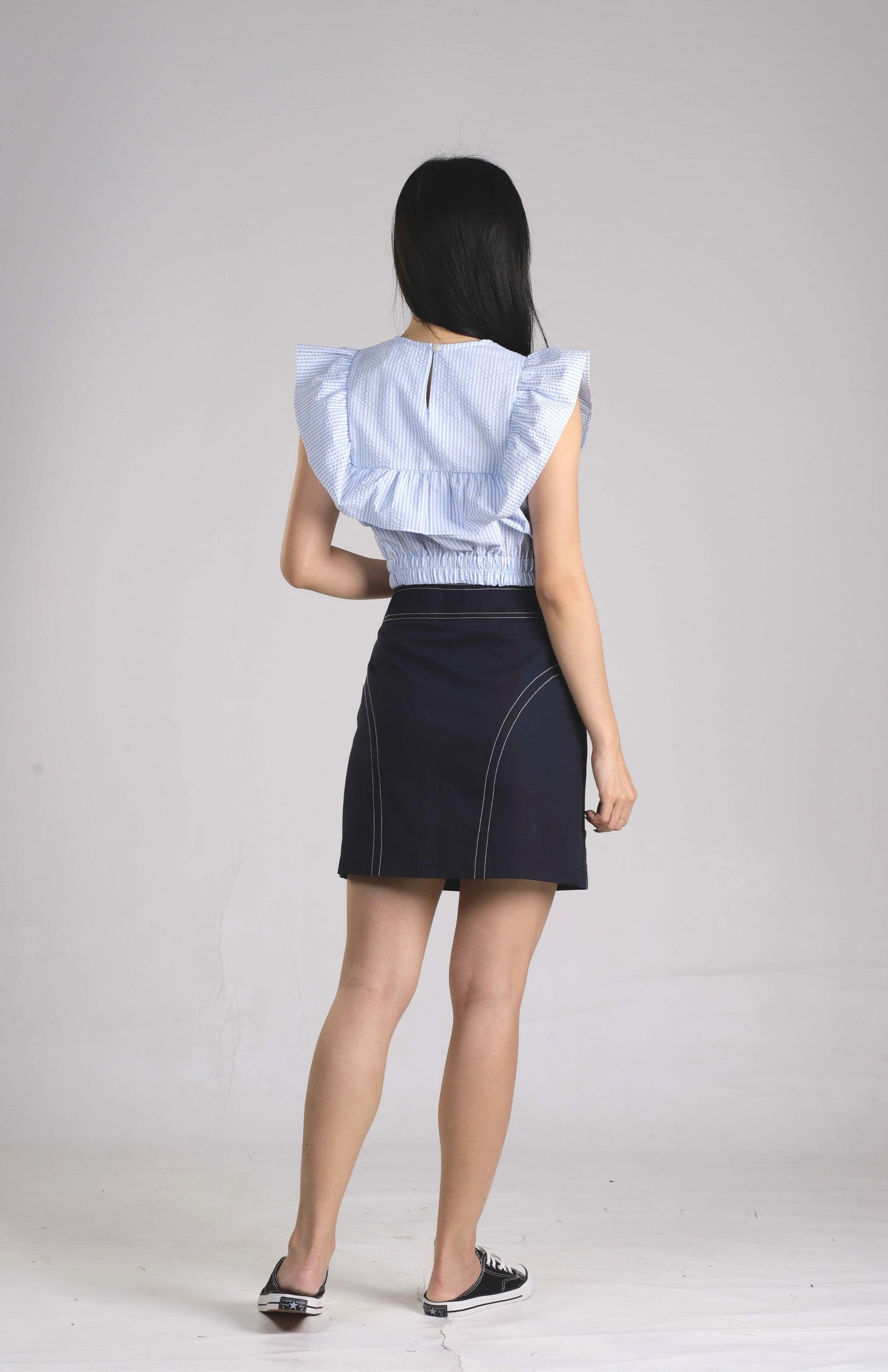 Ashley Ruffle Top - Light Blue