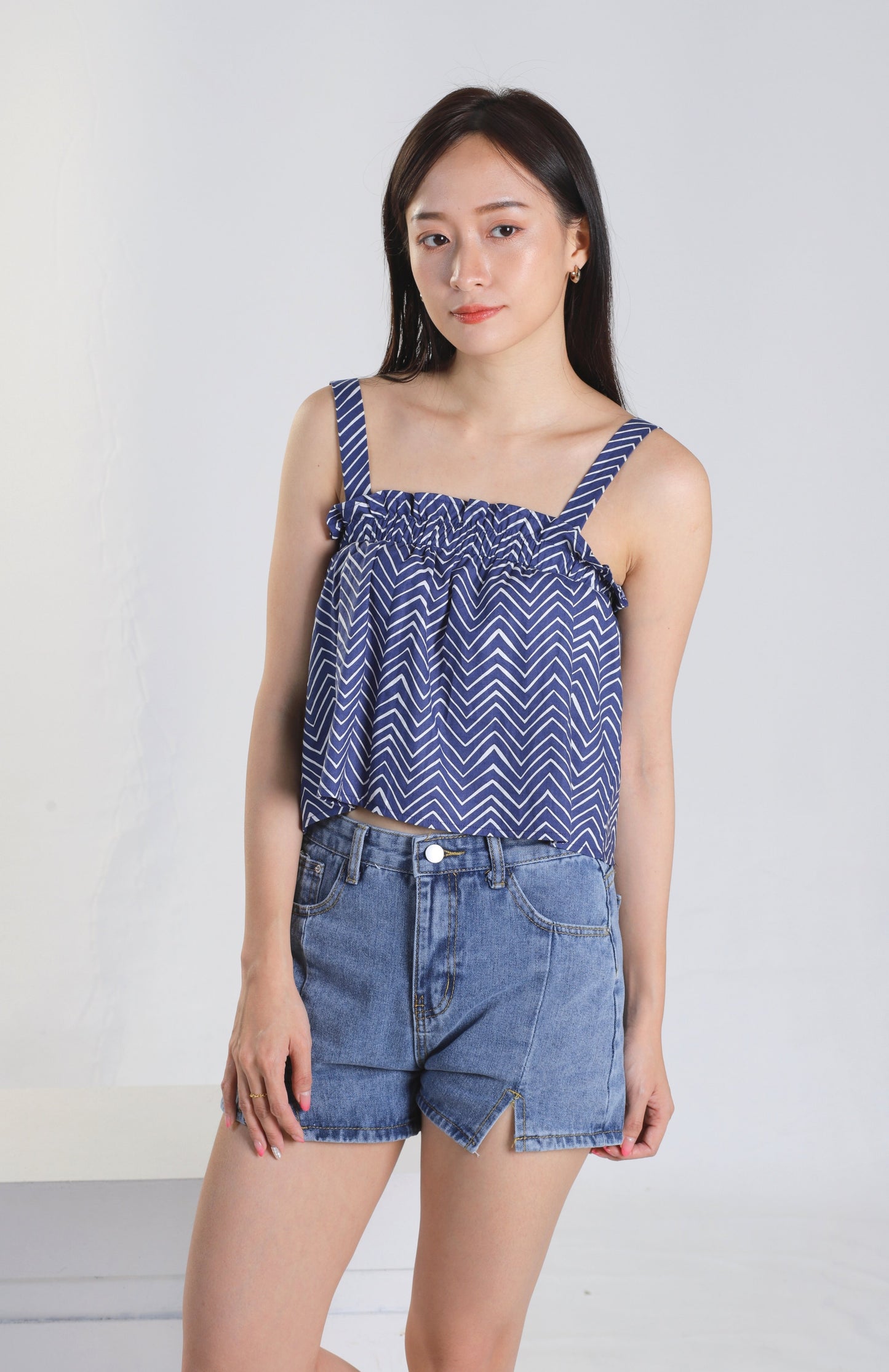 Jaeryl Blue Chevron Top