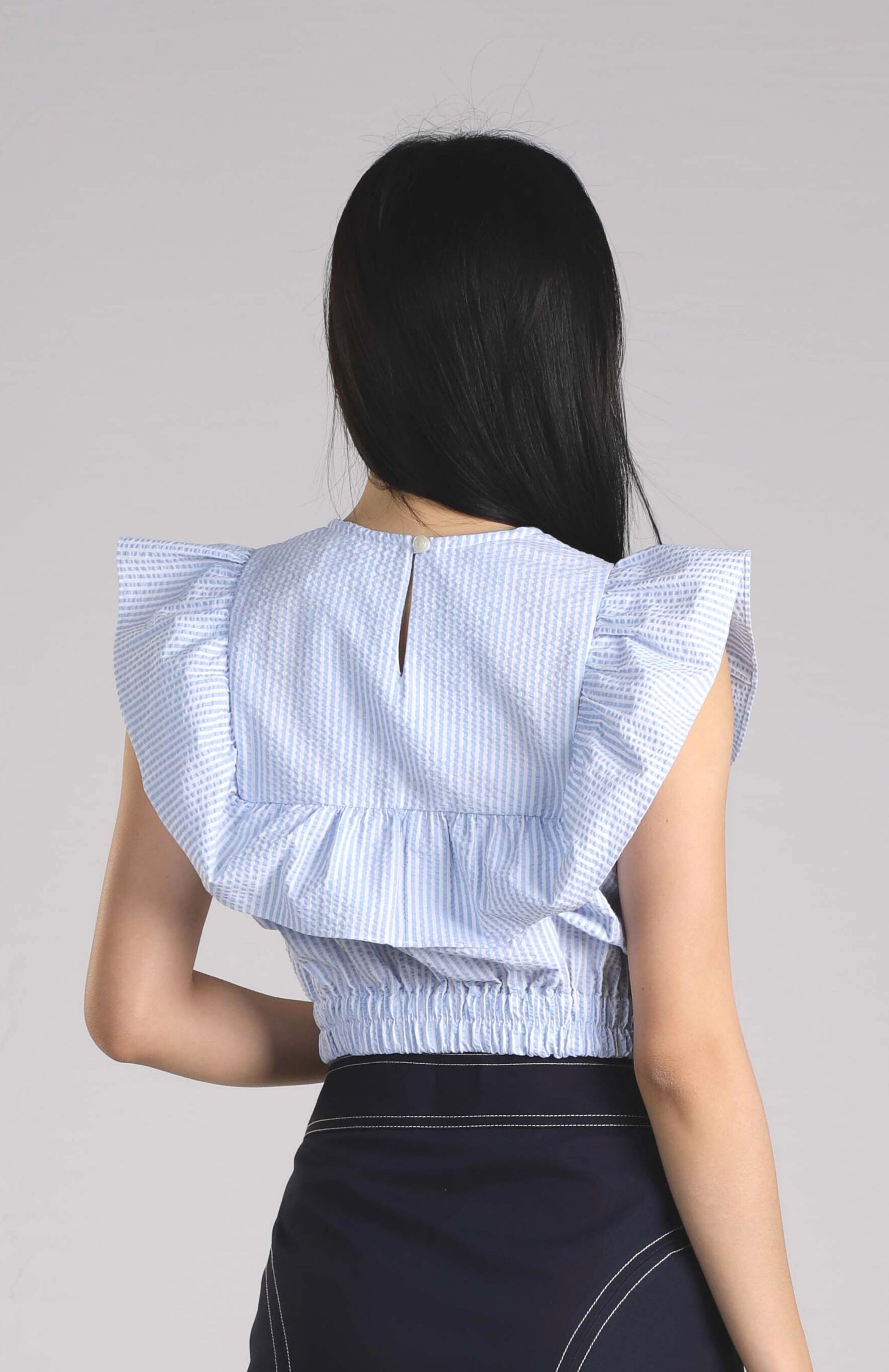 Ashley Ruffle Top - Light Blue