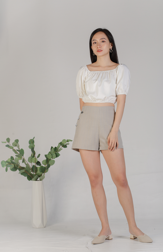 Maia Bardot Cropped Top - Ivory