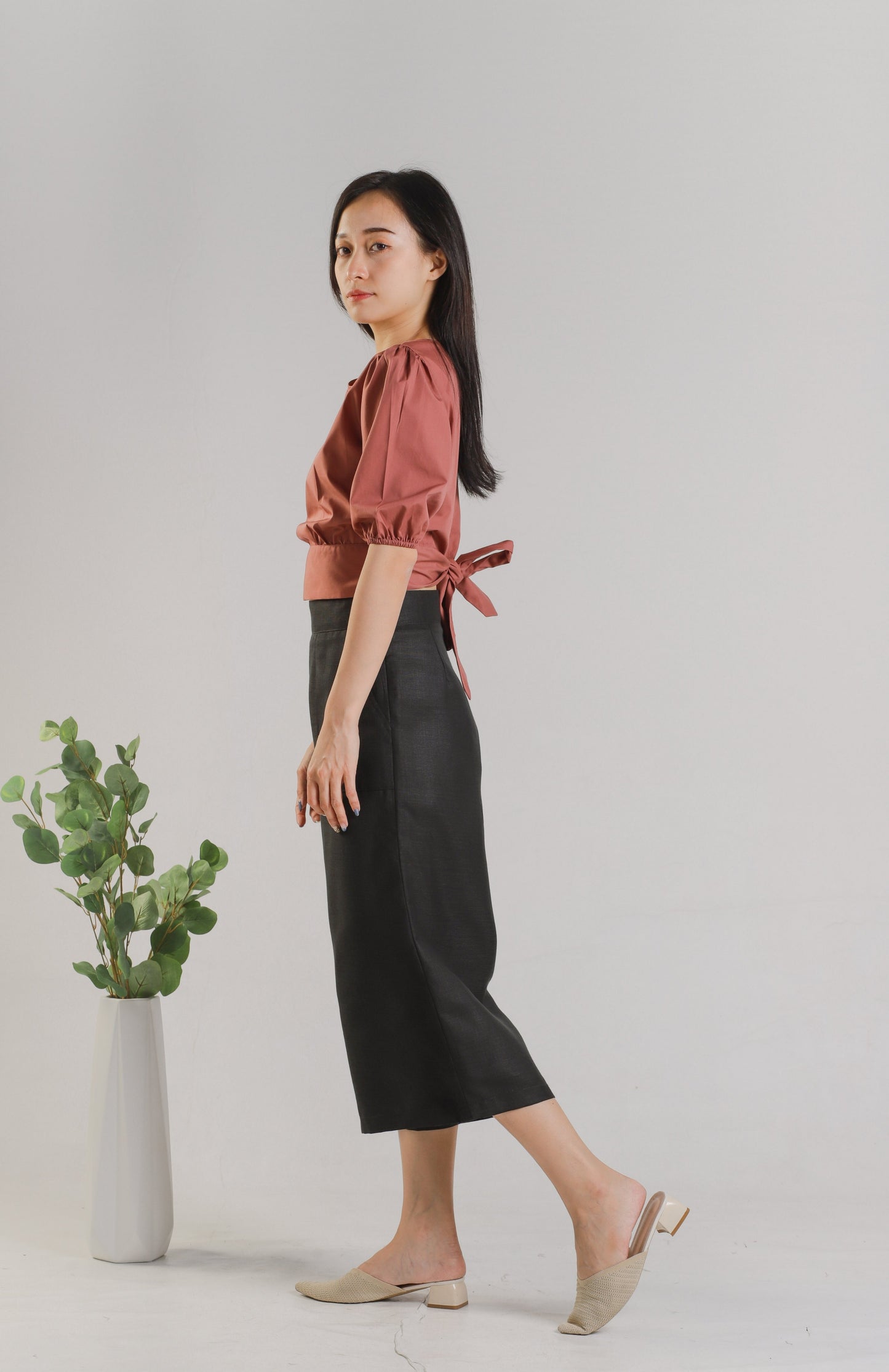 Jadine Ribbon Top - Redwood