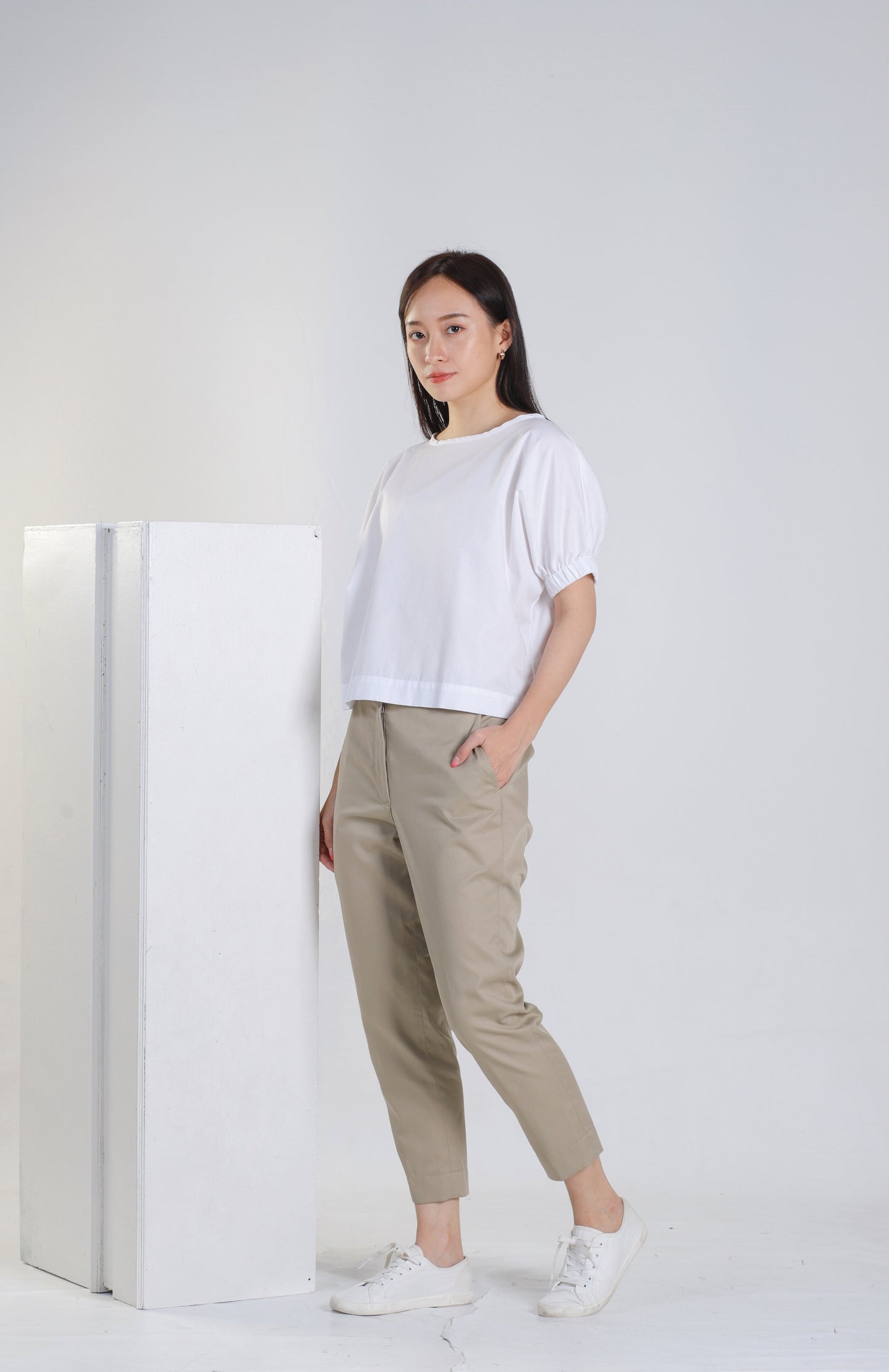 Jena Boxy Cropped Top - White