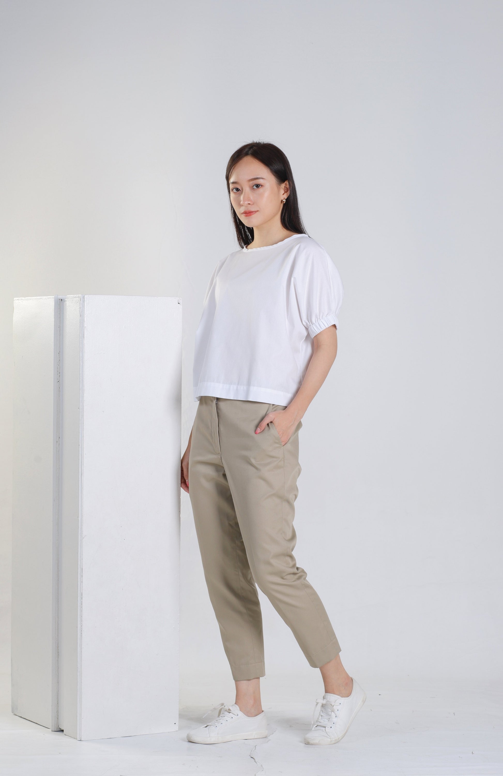 Jena Boxy Cropped Top - White