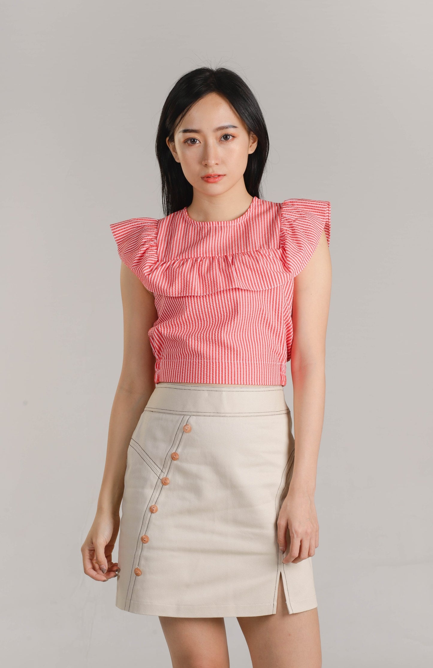 Ashley Ruffle Top - Red