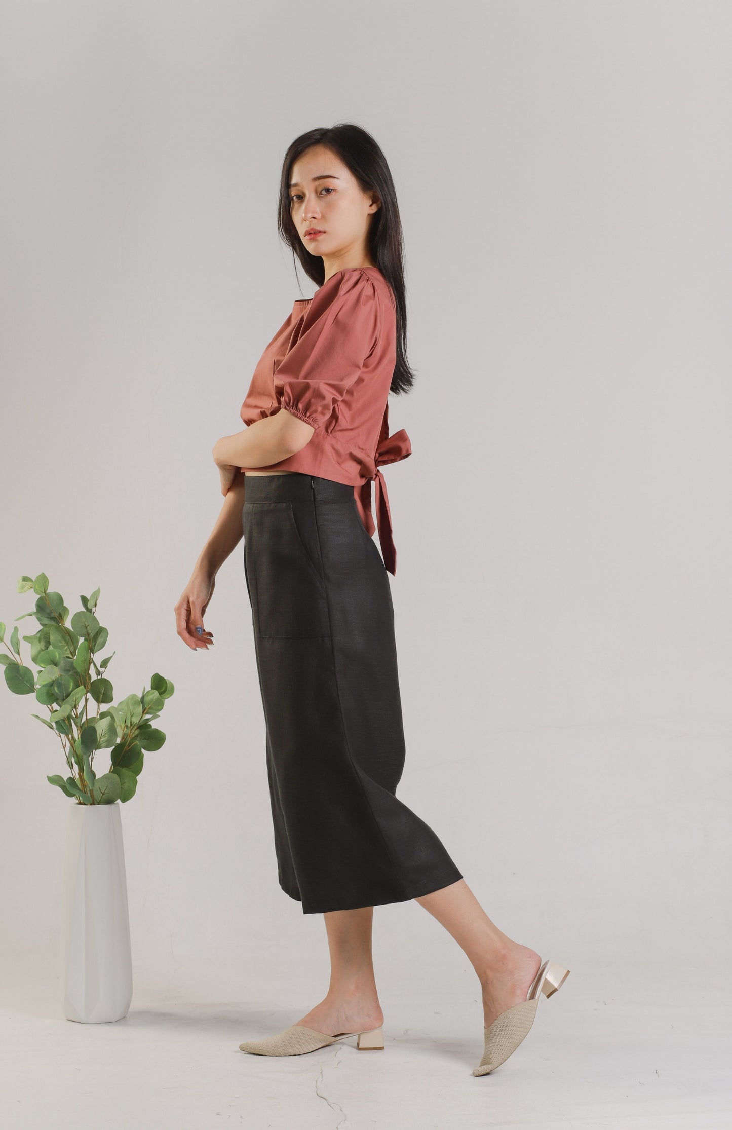 Jadine Ribbon Top - Redwood