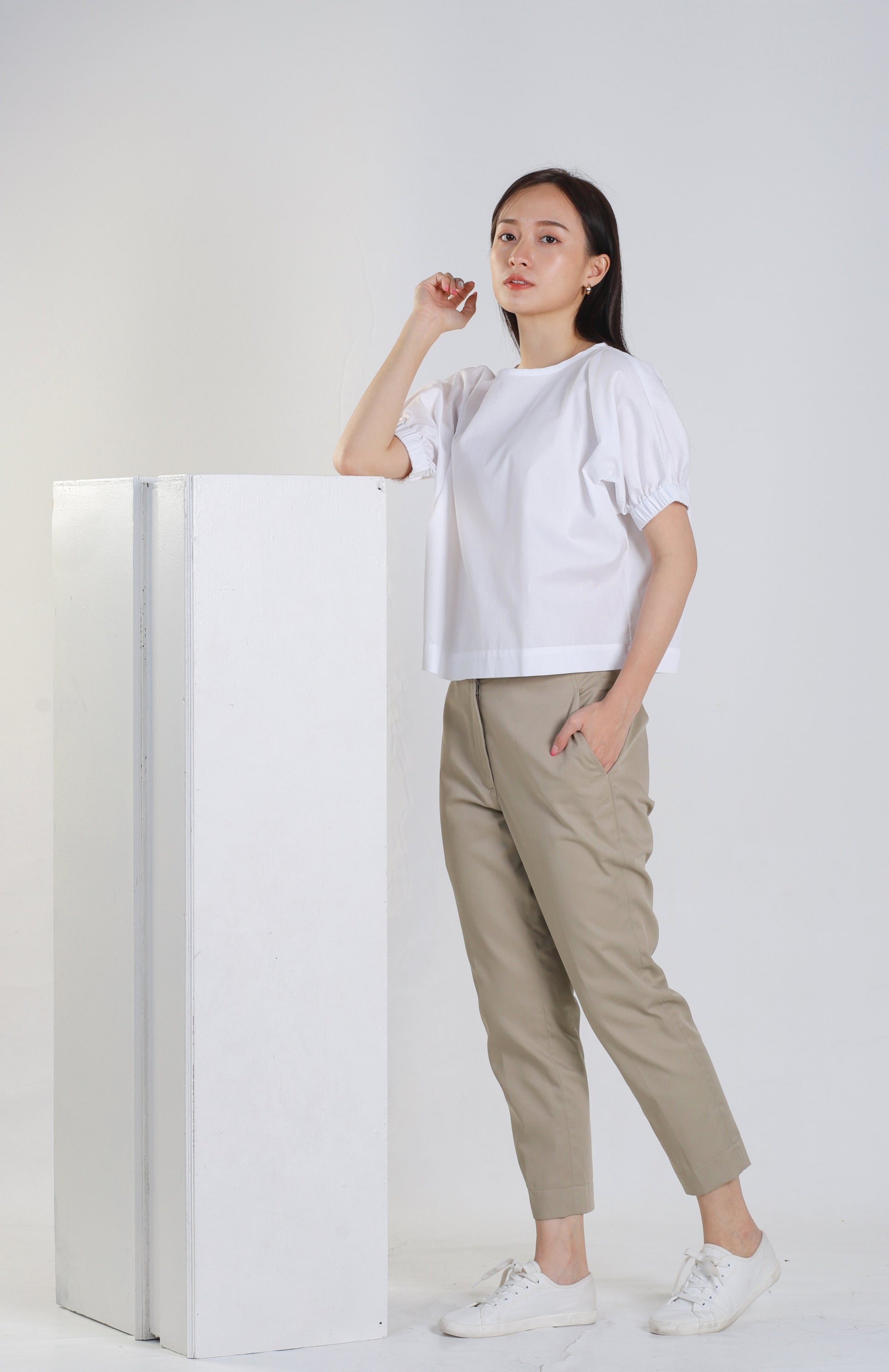Jena Boxy Cropped Top - White