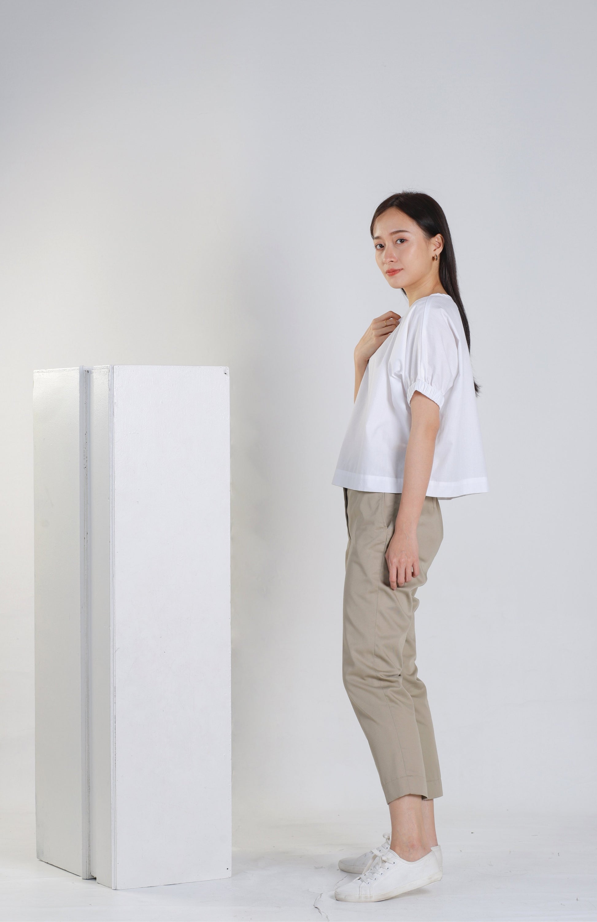 Jena Boxy Cropped Top - White
