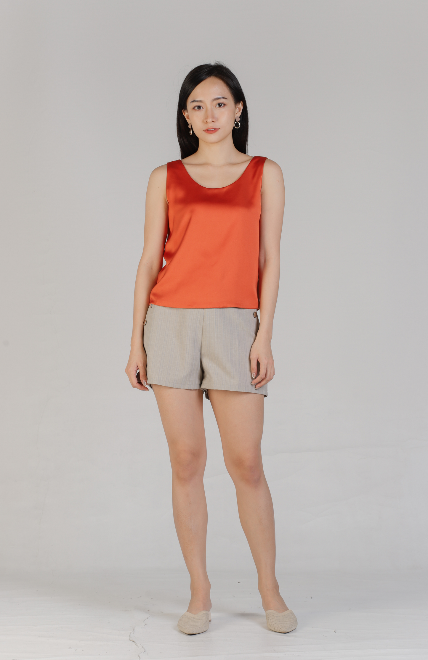 Madelyn Buttoned Bottom - Beige Stripes