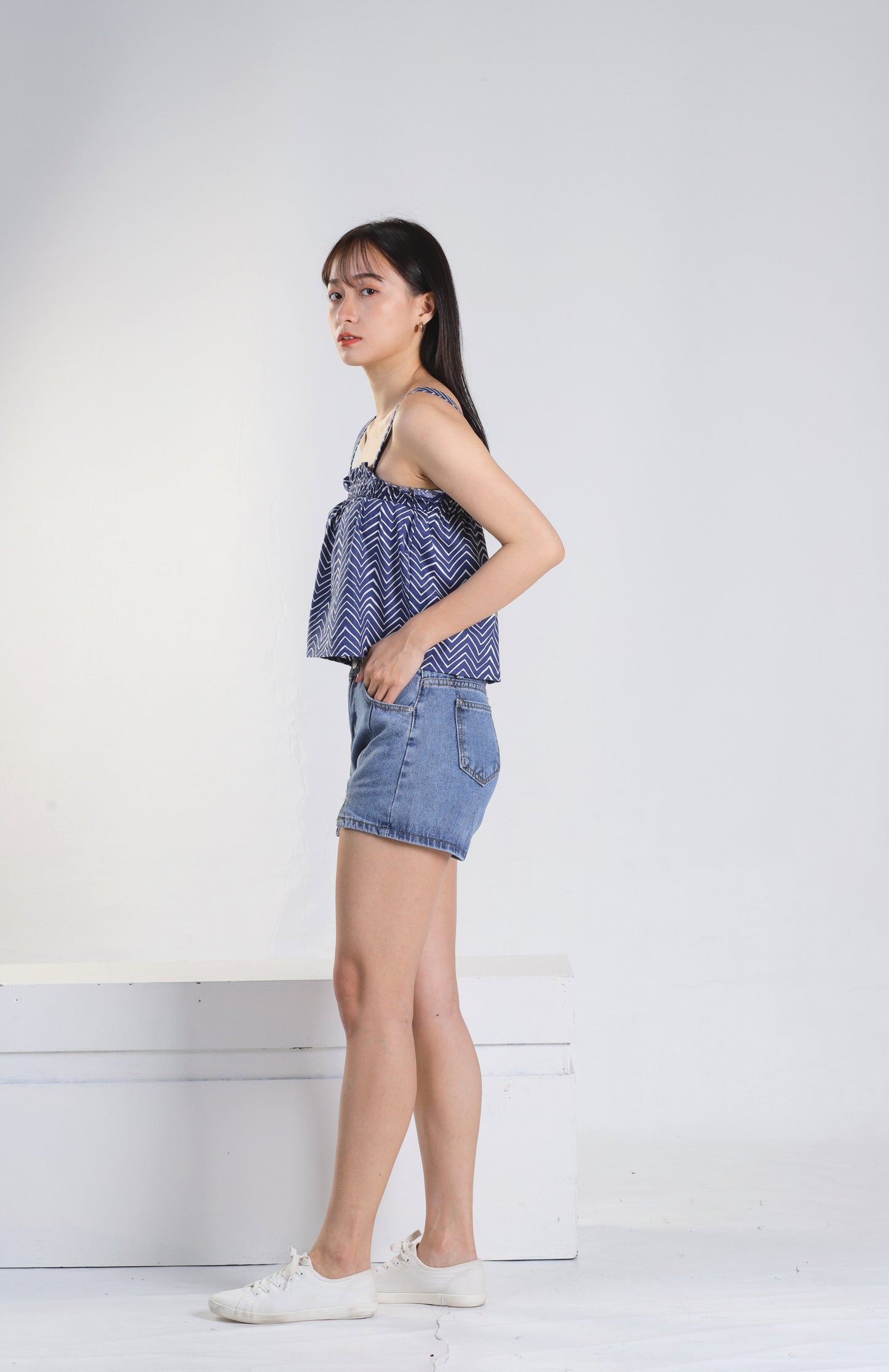 Jaeryl Blue Chevron Top