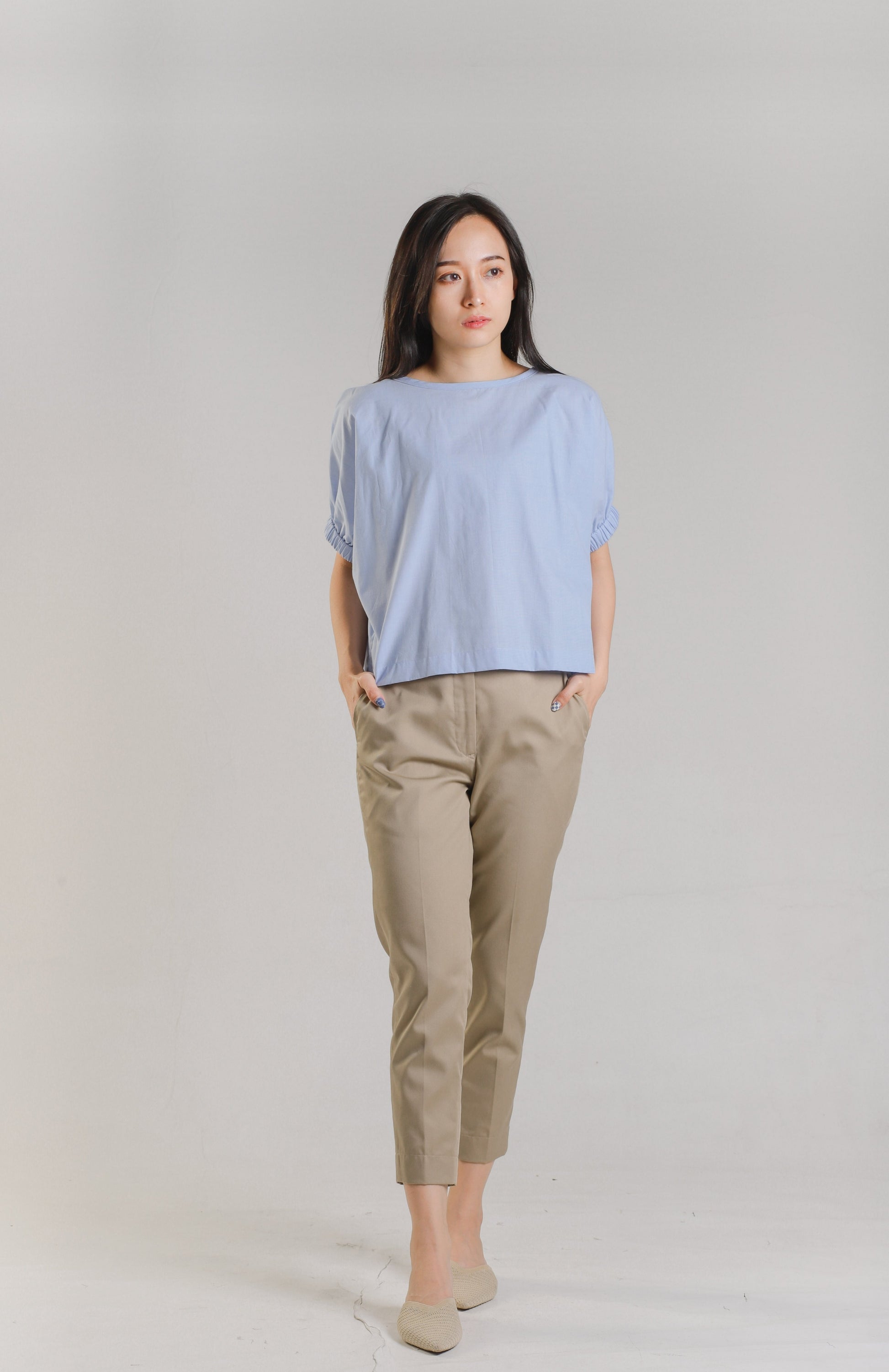 Jena Boxy Cropped Top - Blue