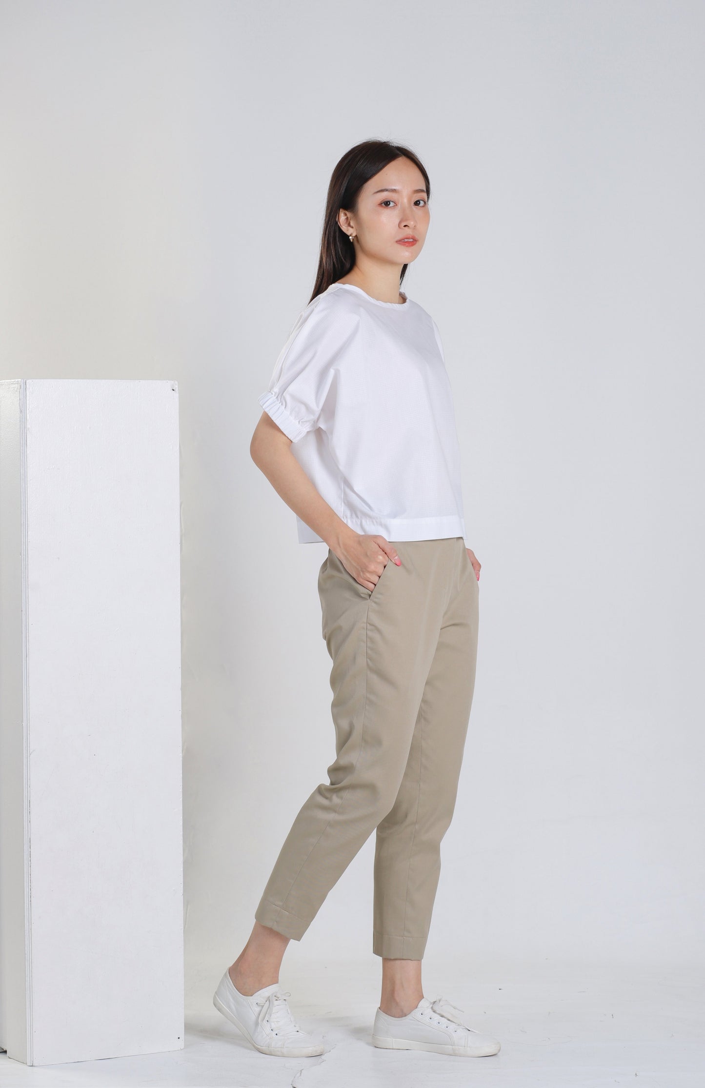 Jena Boxy Cropped Top - White