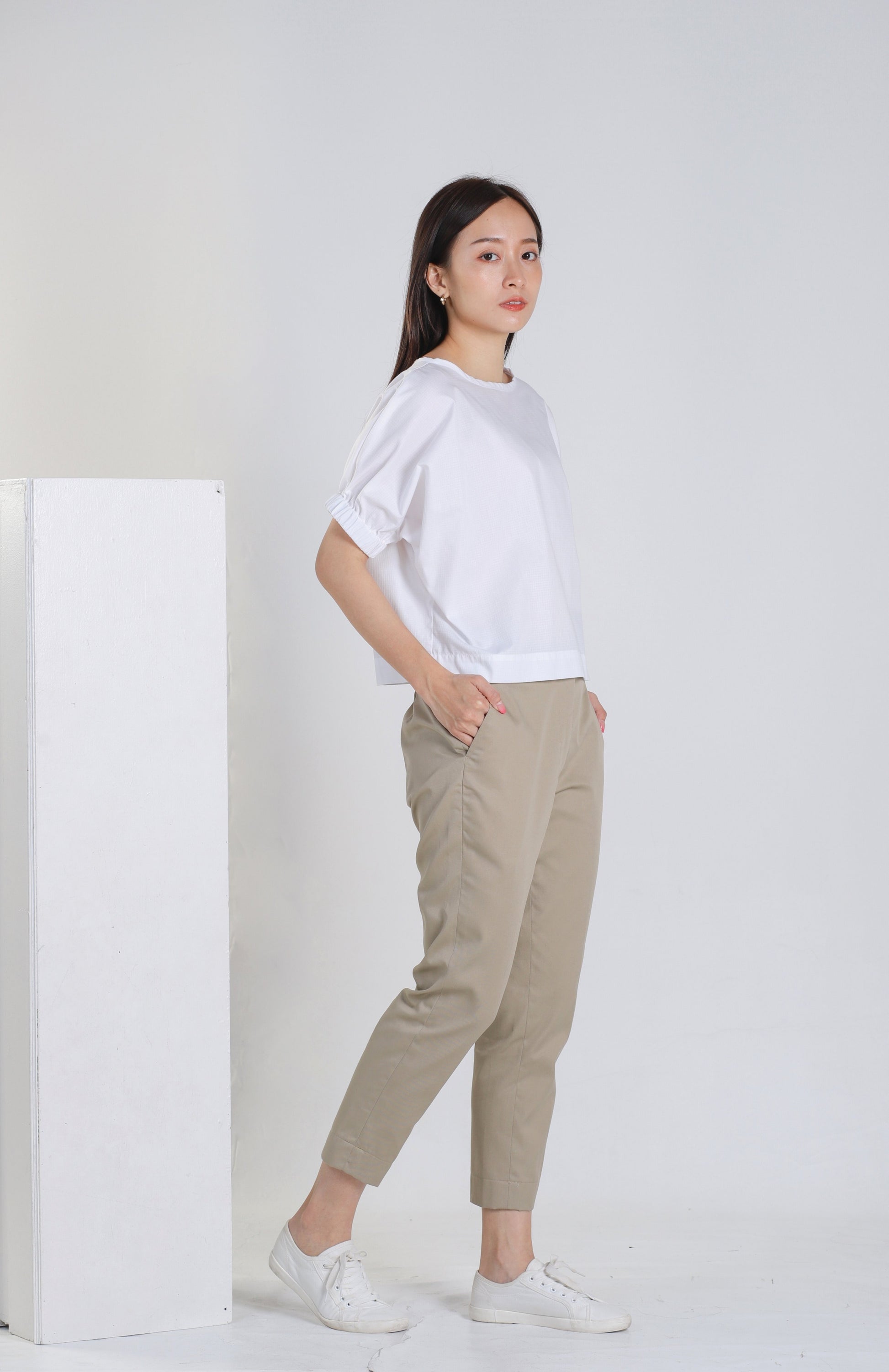 Jena Boxy Cropped Top - White
