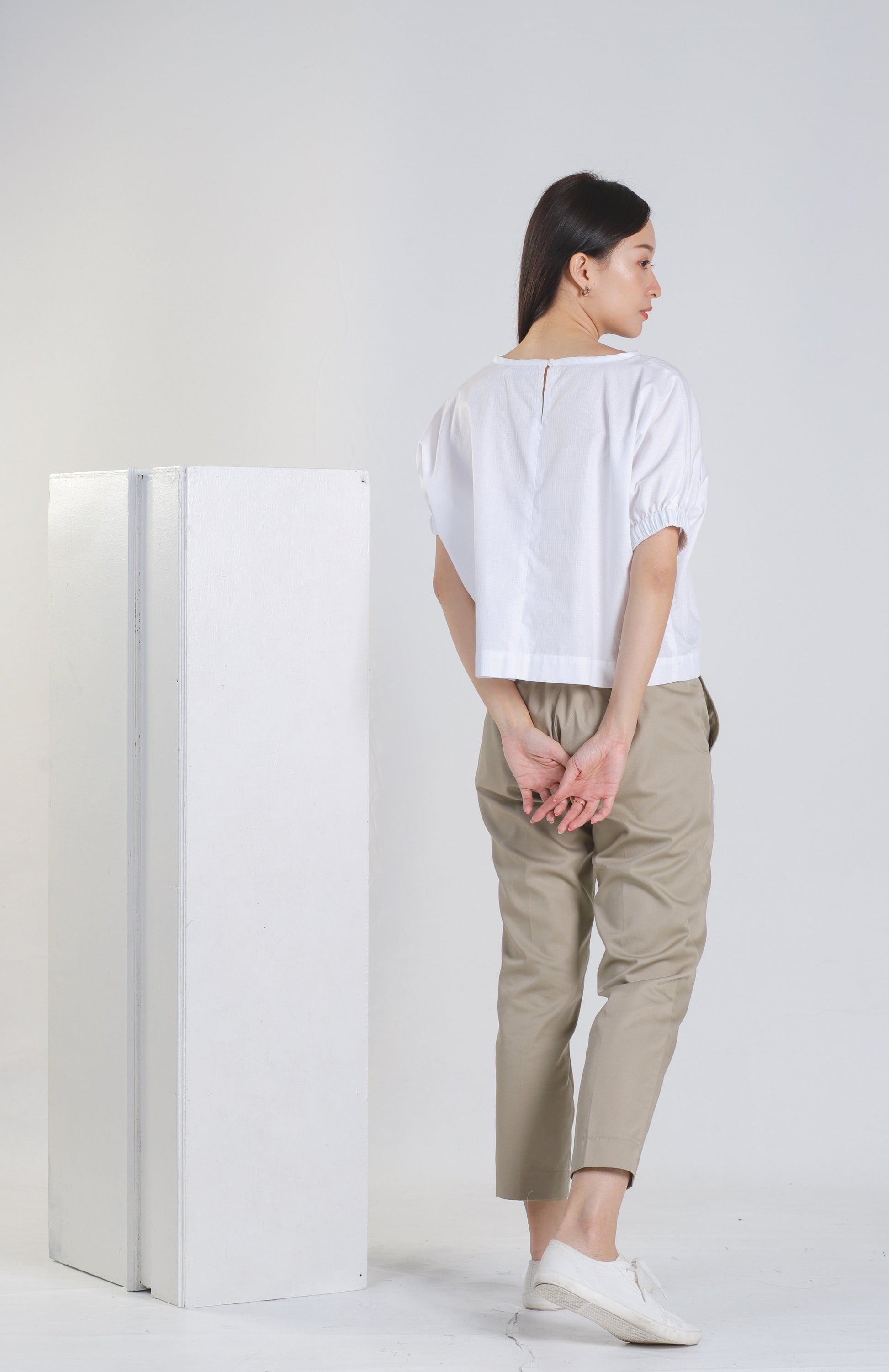 Jena Boxy Cropped Top - White