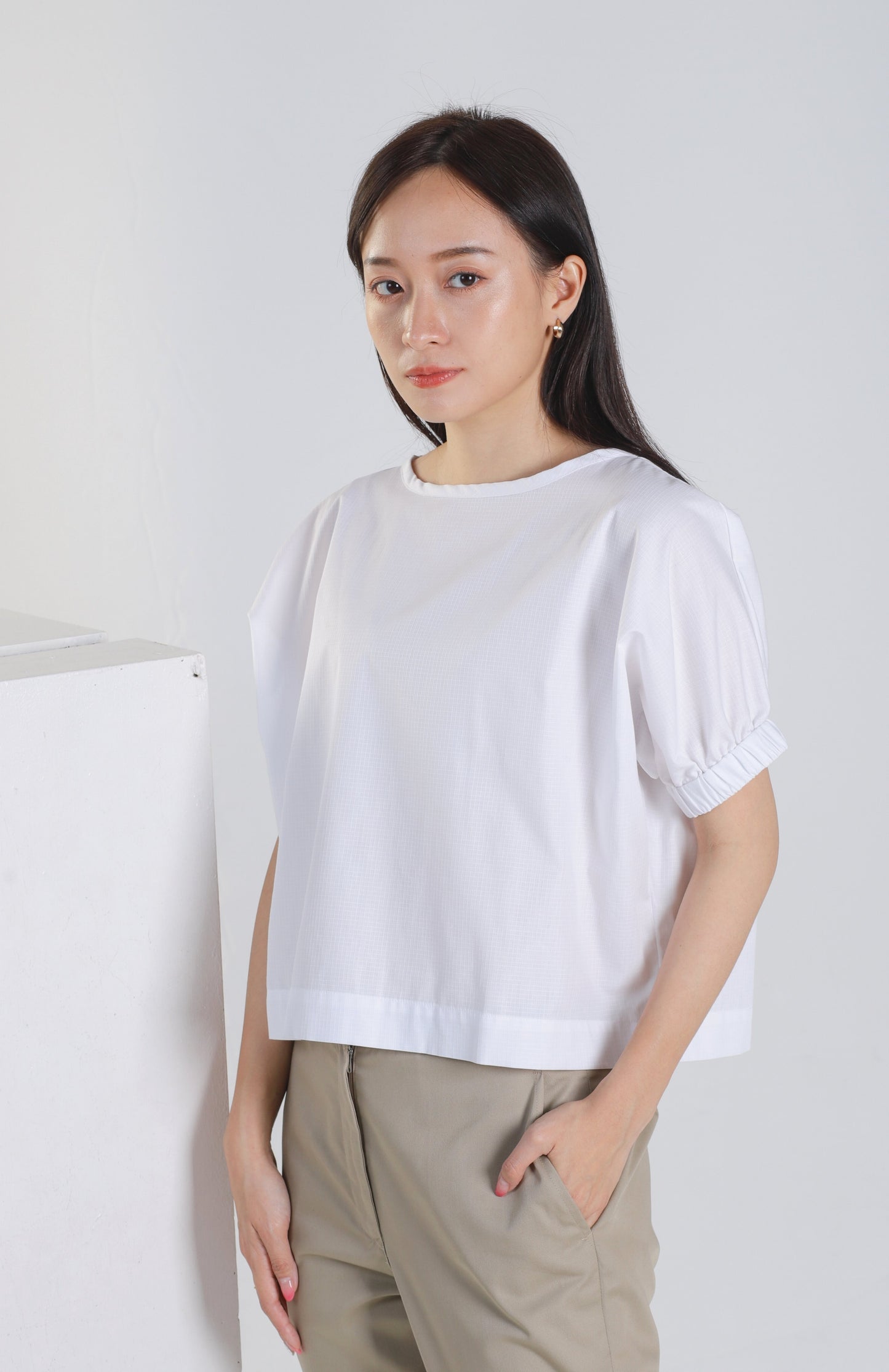 Jena Boxy Cropped Top - White