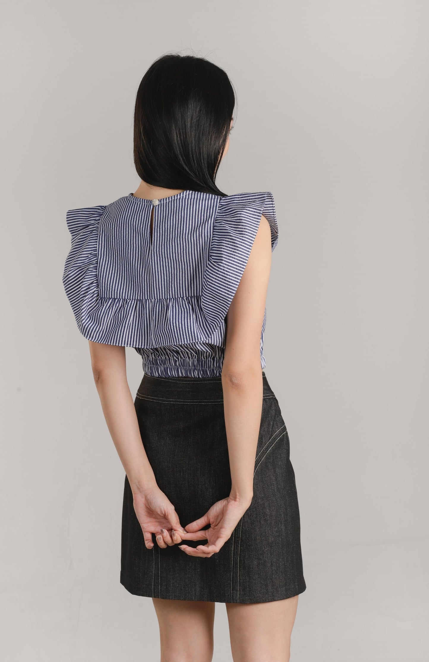Ashley Ruffle Top - Navy