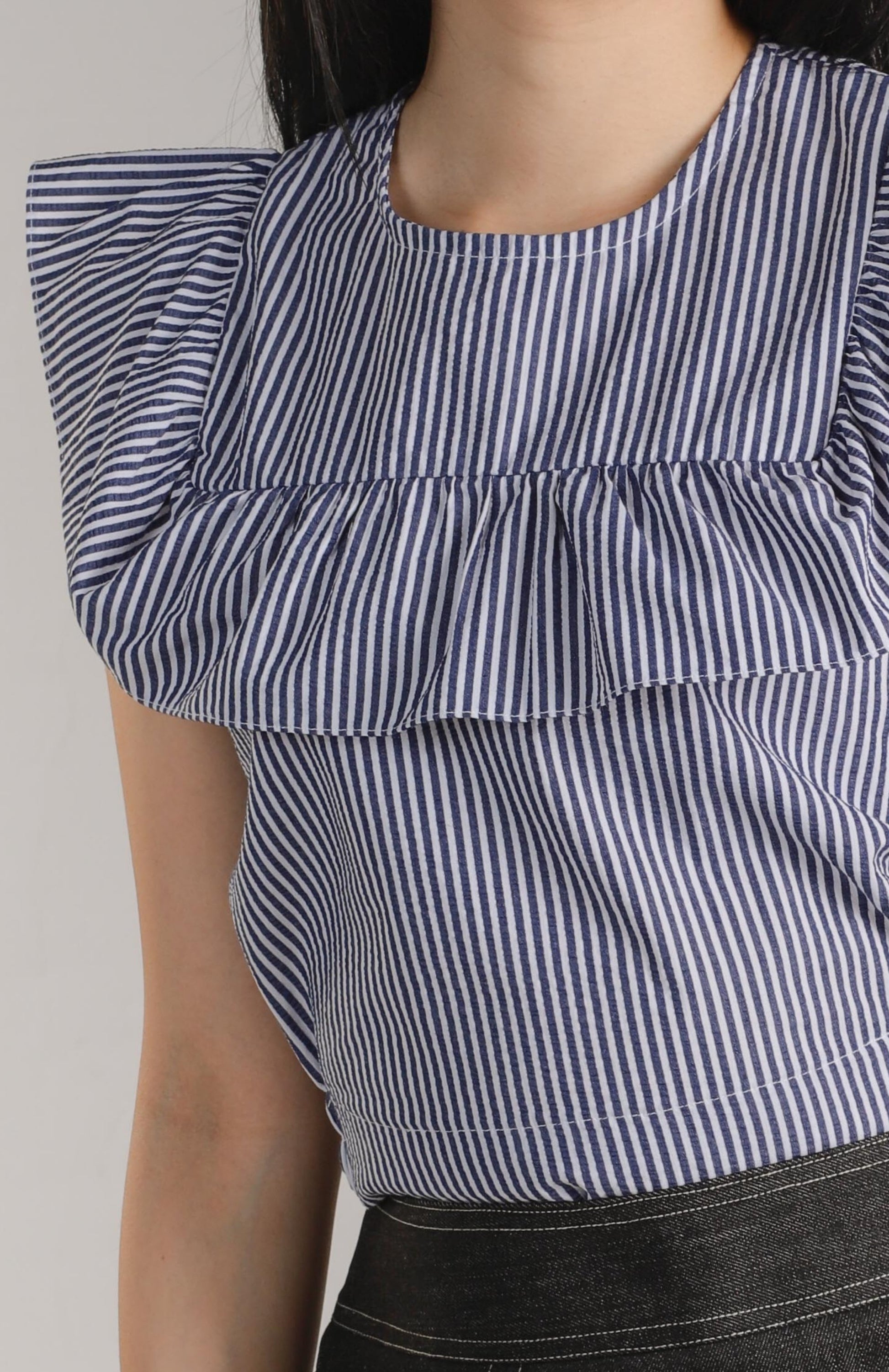 Ashley Ruffle Top - Navy