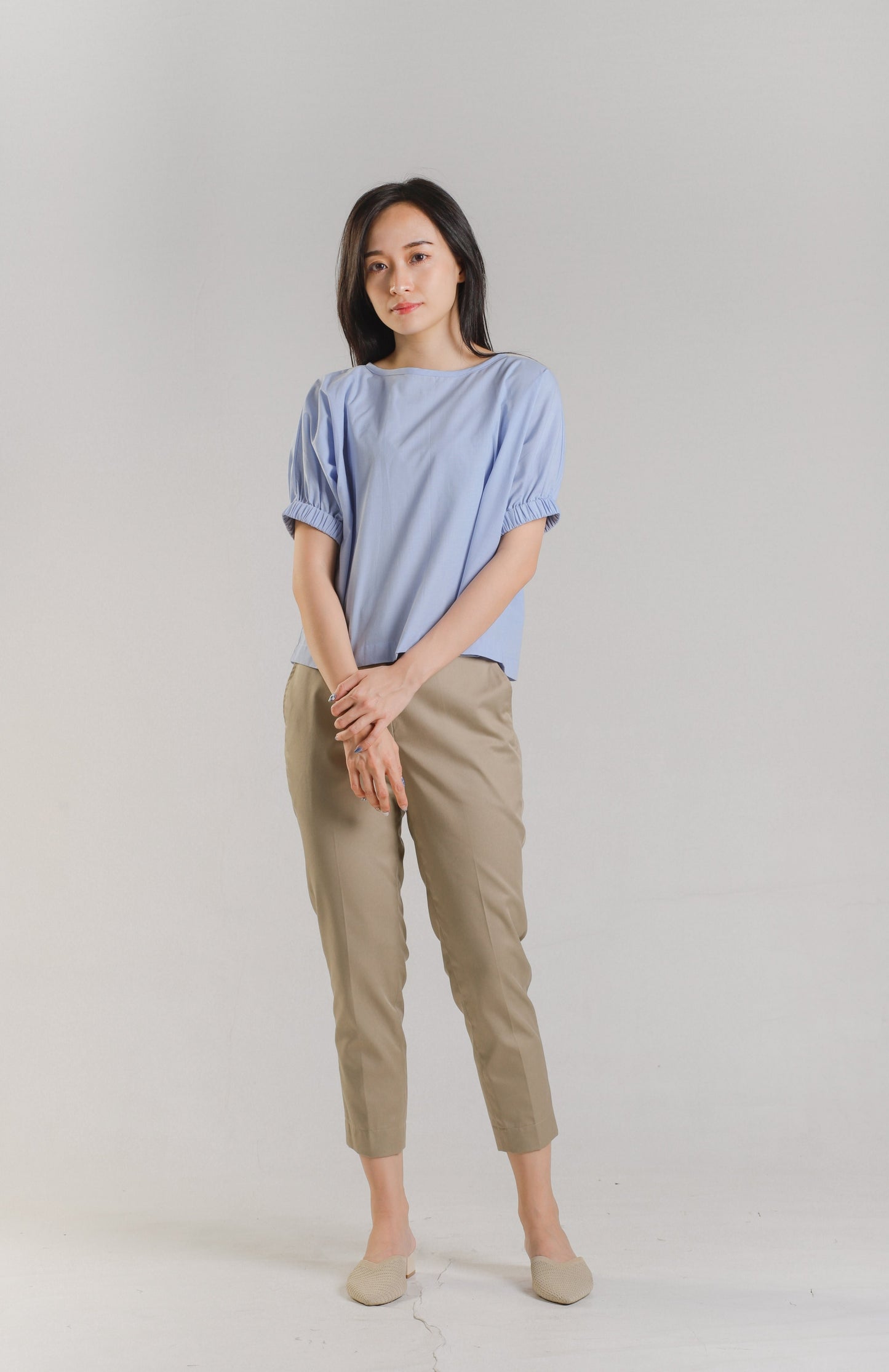Jena Boxy Cropped Top - Blue