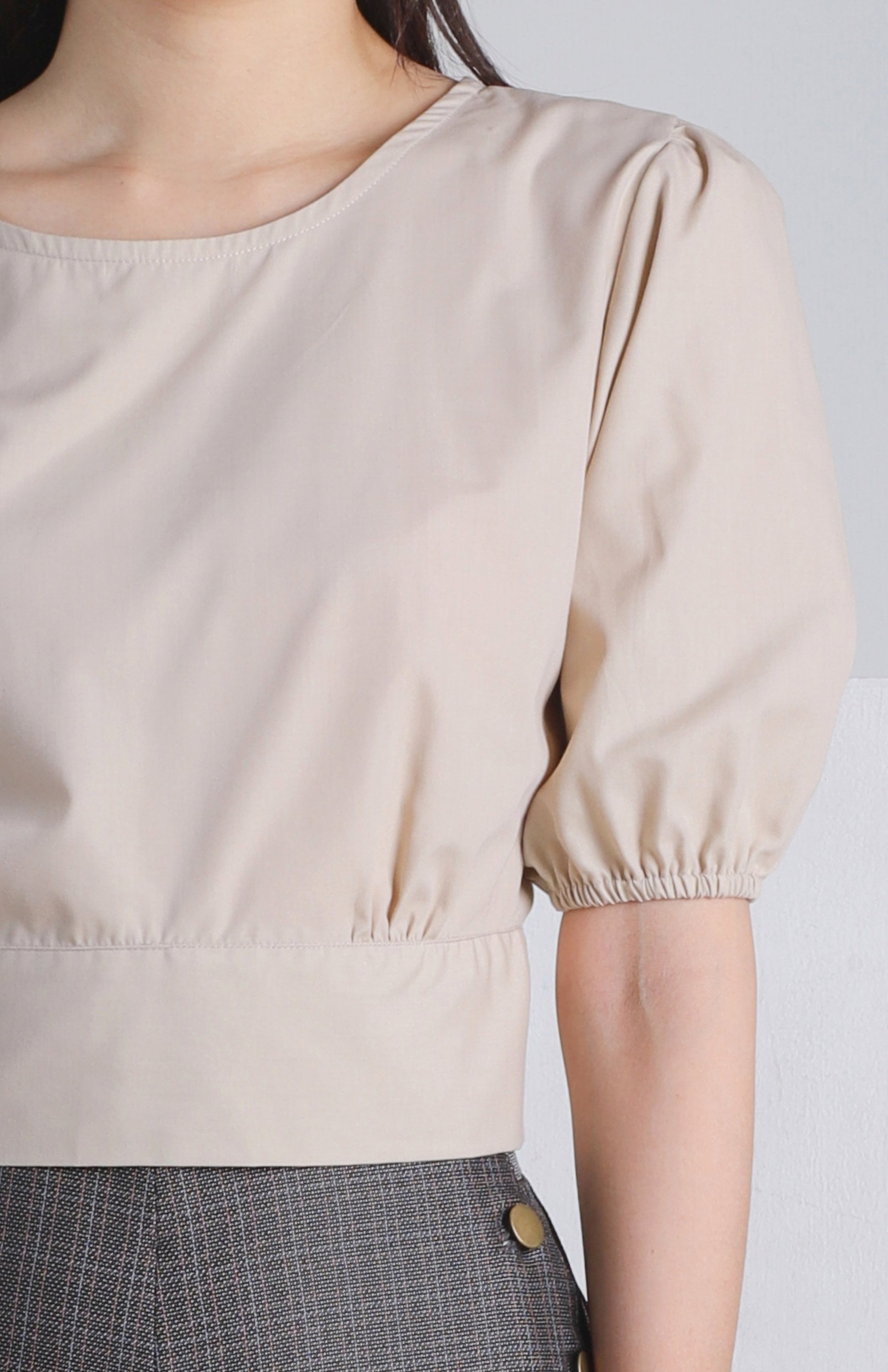 Jadine Ribbon Top - Nude