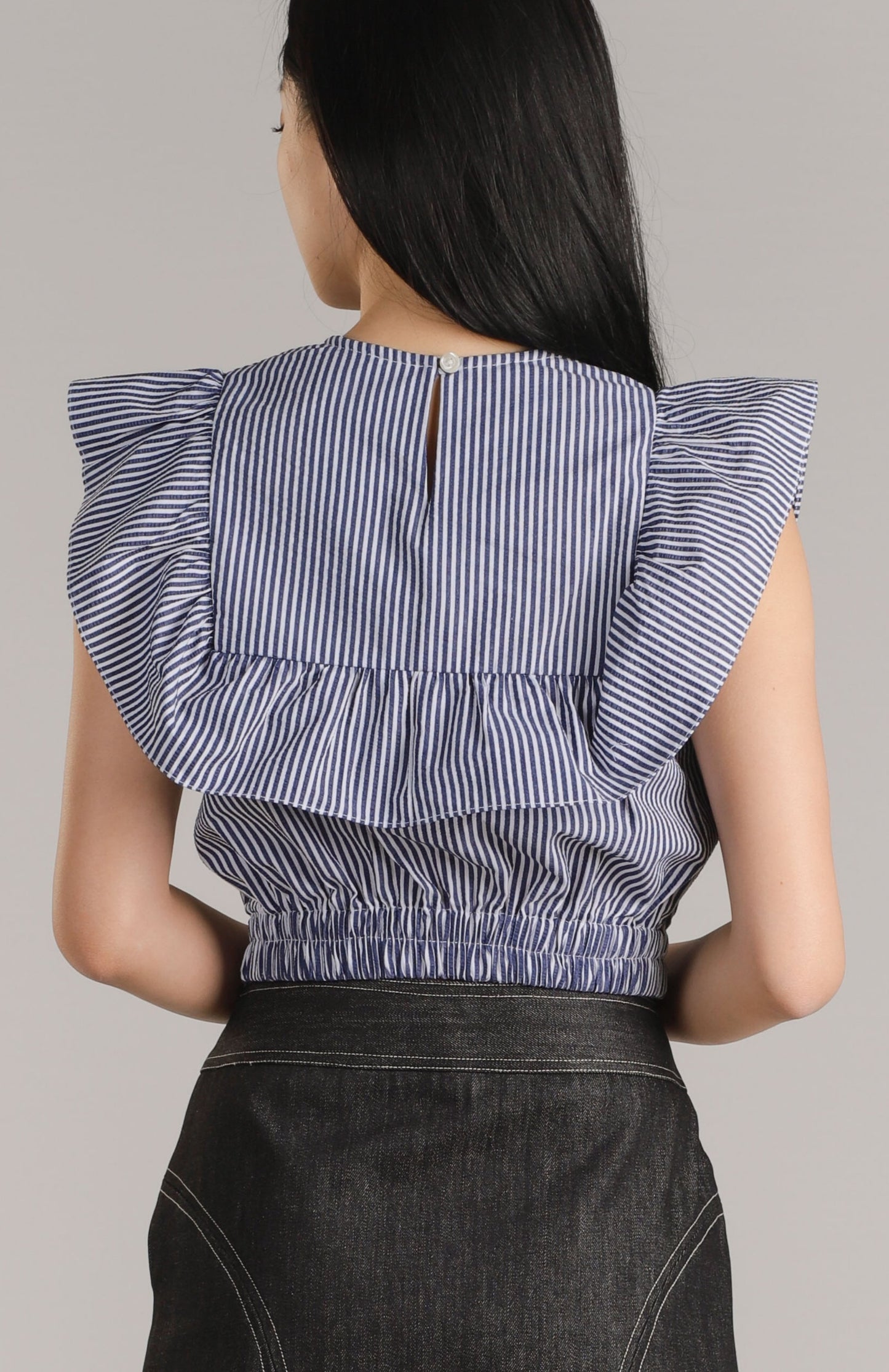 Ashley Ruffle Top - Navy