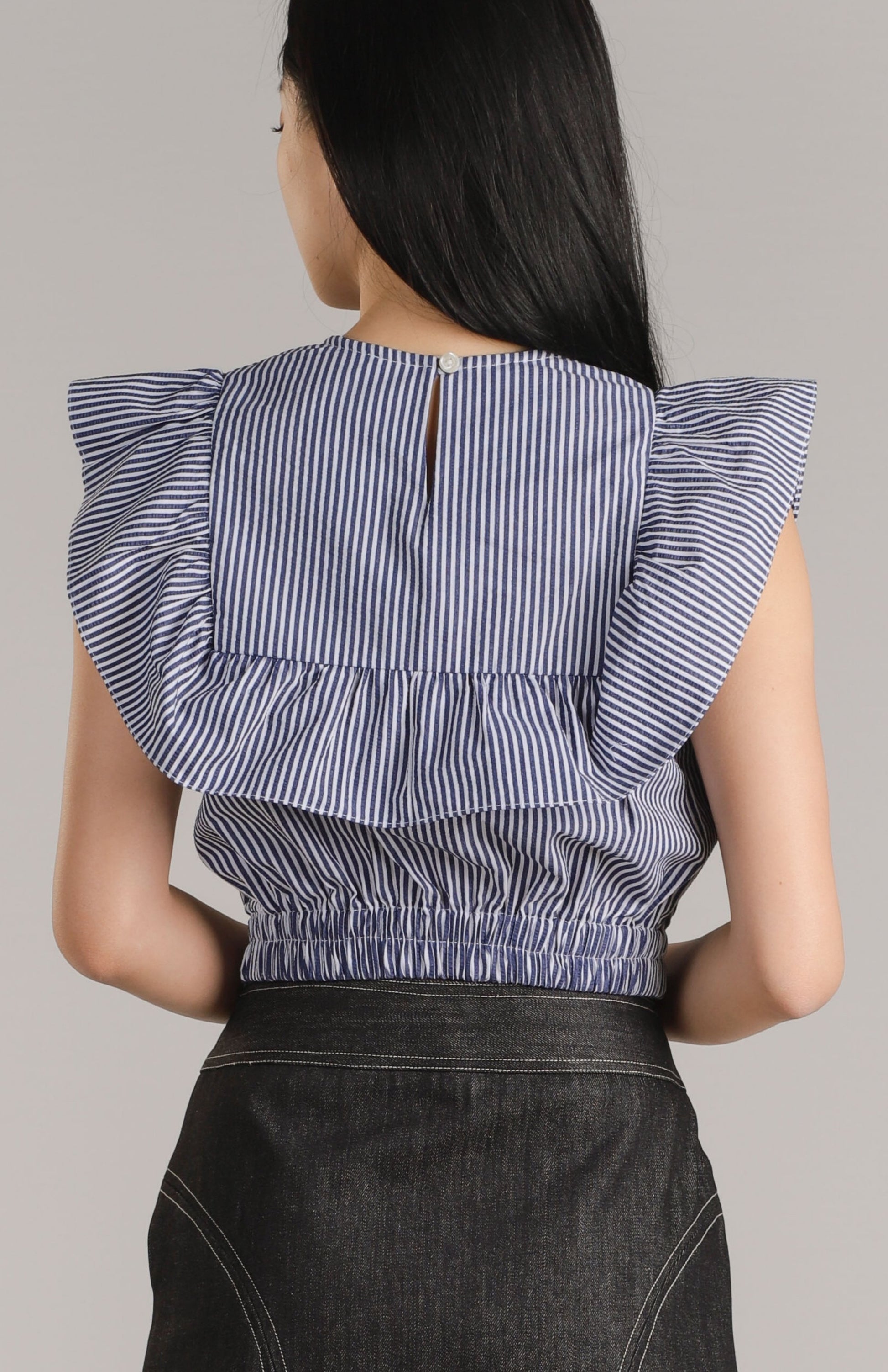 Ashley Ruffle Top - Navy